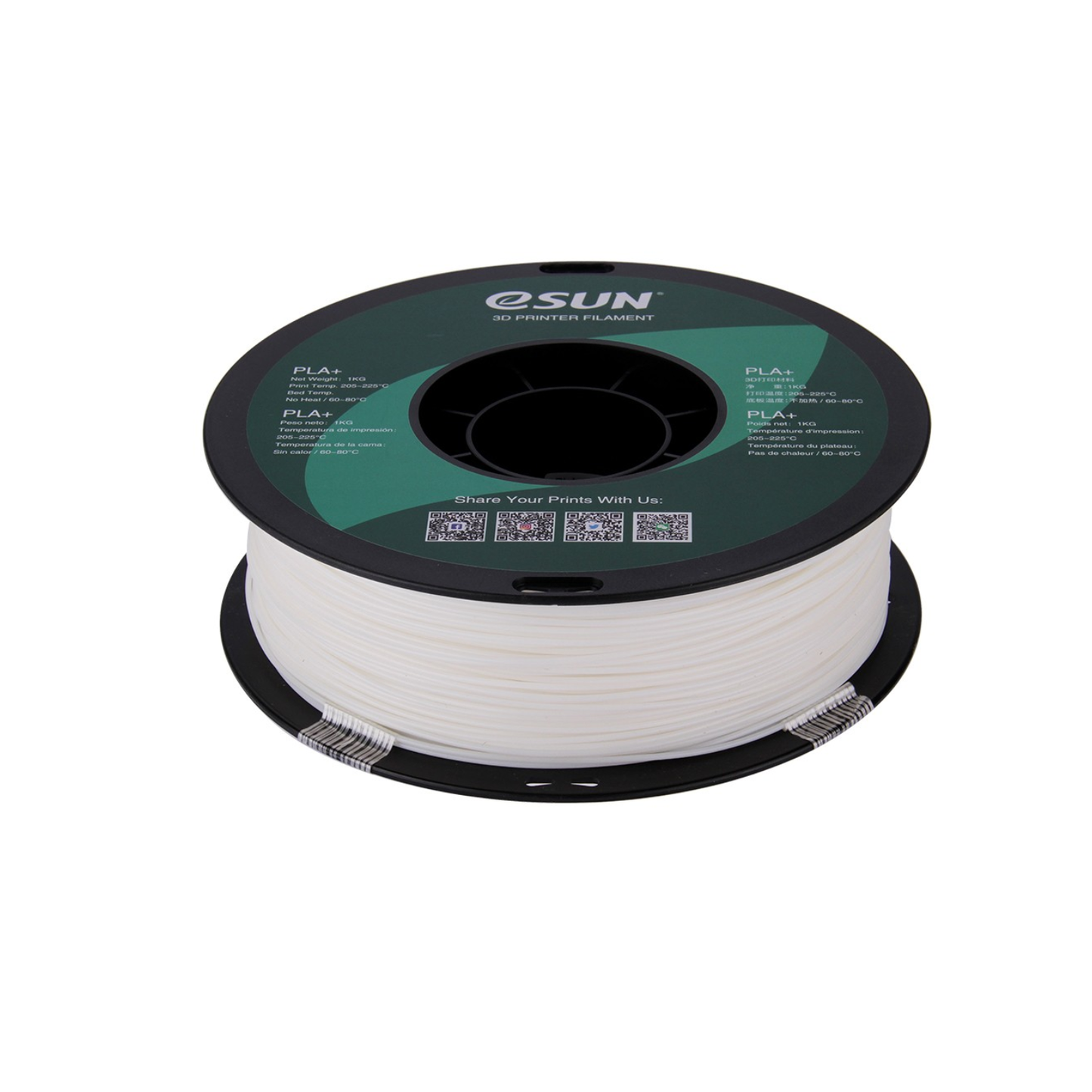 eSun PLA+ 3D Printer Filament 1.75mm 1kg High Strength & Easy Print Filament For FDM 3D Printers - White - RS3387