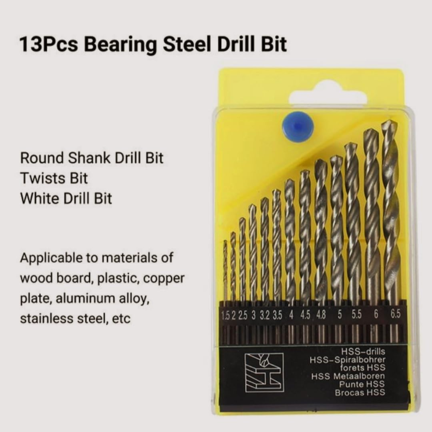 Premium 13-Piece High-Speed Steel (HSS) Drill Bit Set