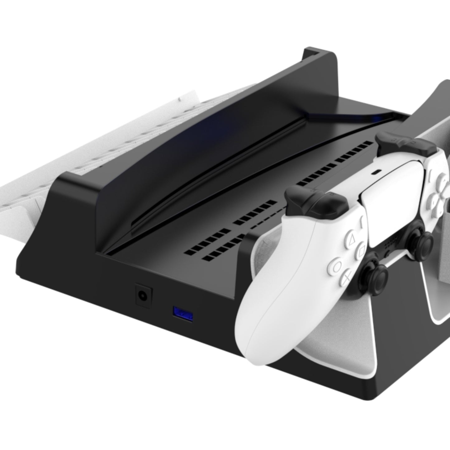 JYS Multi-Functional Vertical PS5 Charging Stand (DE & UHD) With DualSense Controller Fast Charging Dock & 12-Game Storage Rack For Disc & Digital Consoles - RS8579