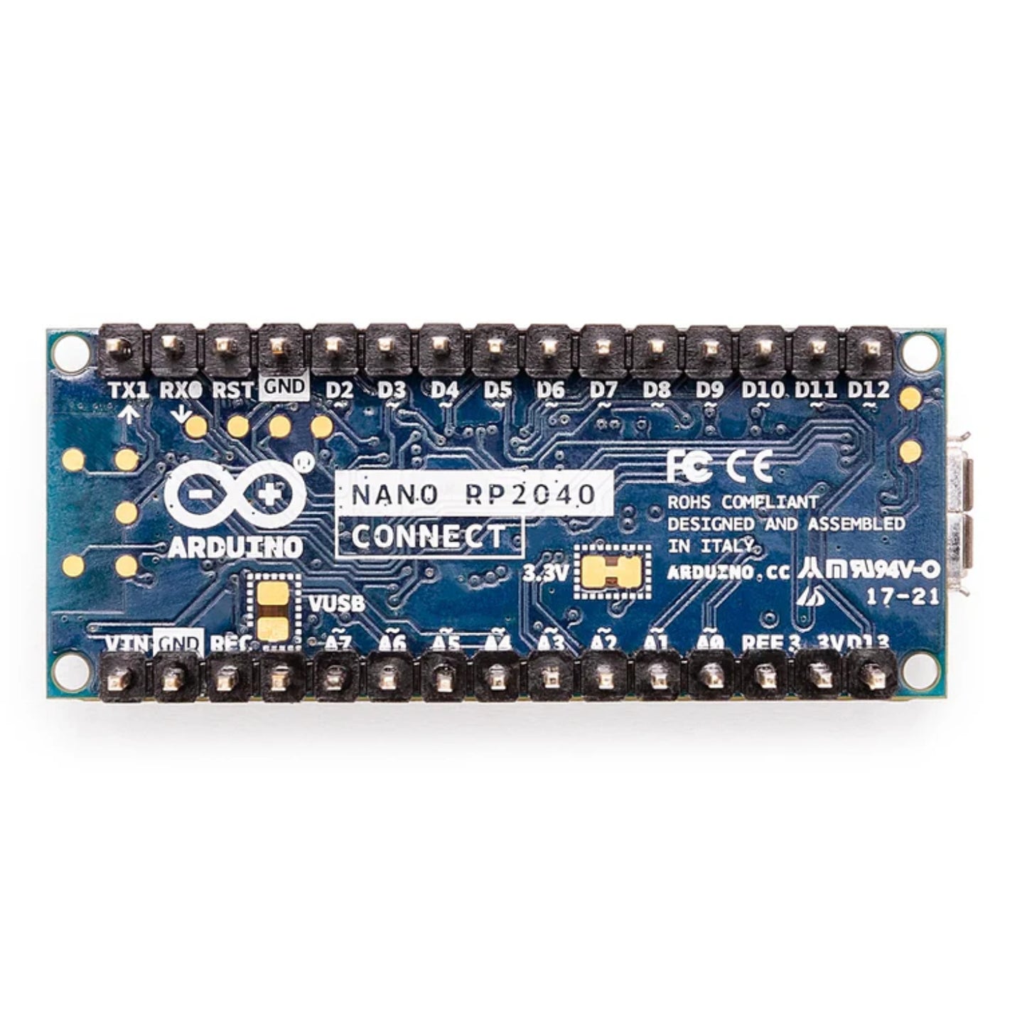 Official Arduino Nano RP2040 Connect with Pre-Soldered Headers Powerful RP2040, Wi-Fi, Bluetooth, Microphone & IMU For IoT & Embedded Projects