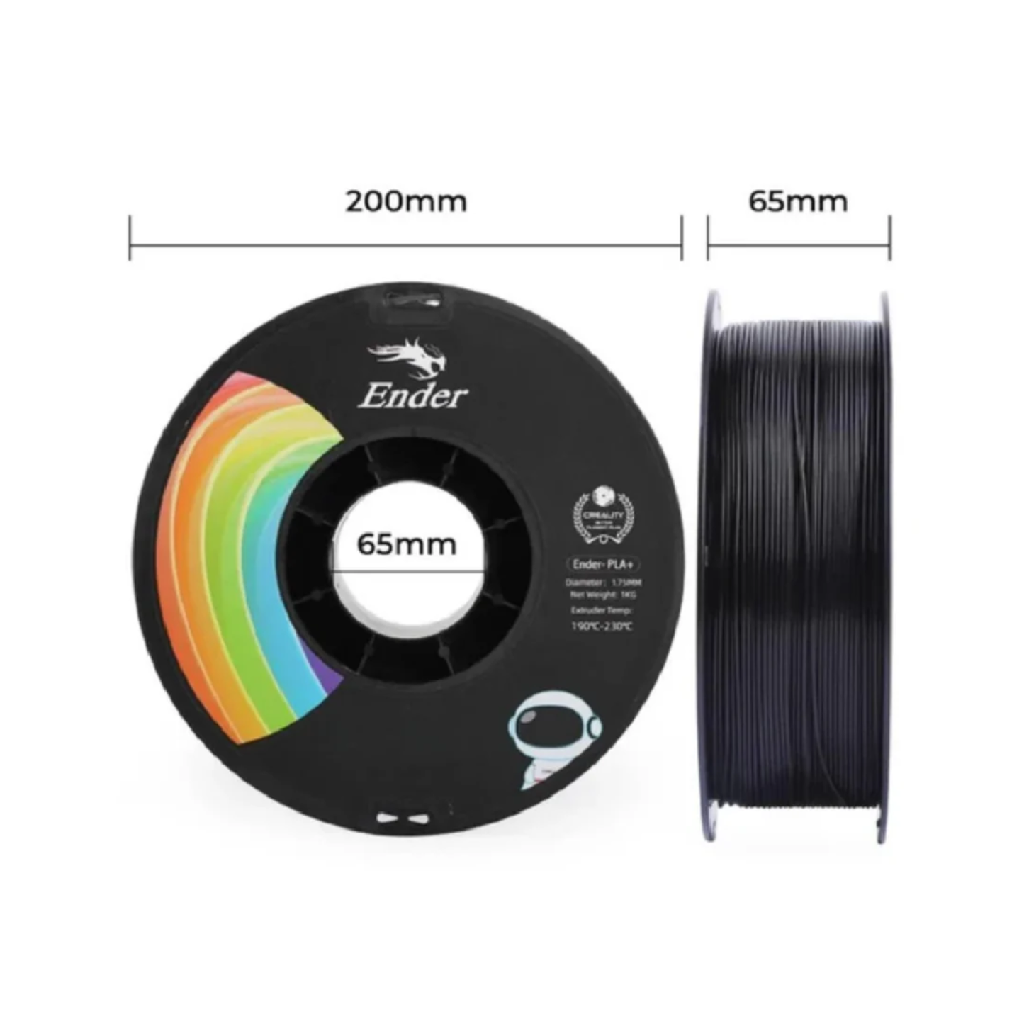 Creality Ender-PLA+ Filament 1.75mm, 1kg Roll Spool High Strength 3D Printing Material For FDM Printers - Black - RS6763