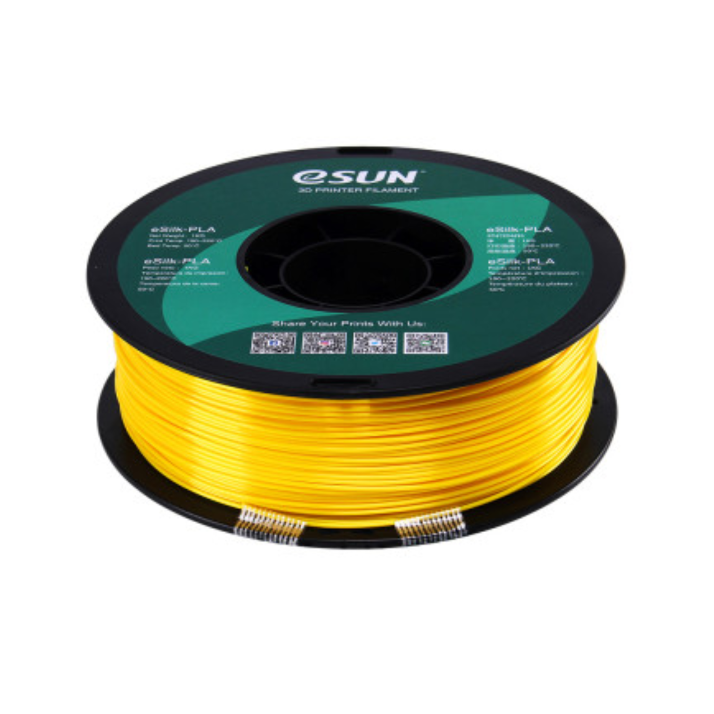 eSun eSilk PLA Filament 1.75mm 1Kg High Gloss Silk Finish 3D Printer Filament For Smooth and Shiny Prints - Yellow - RS6765