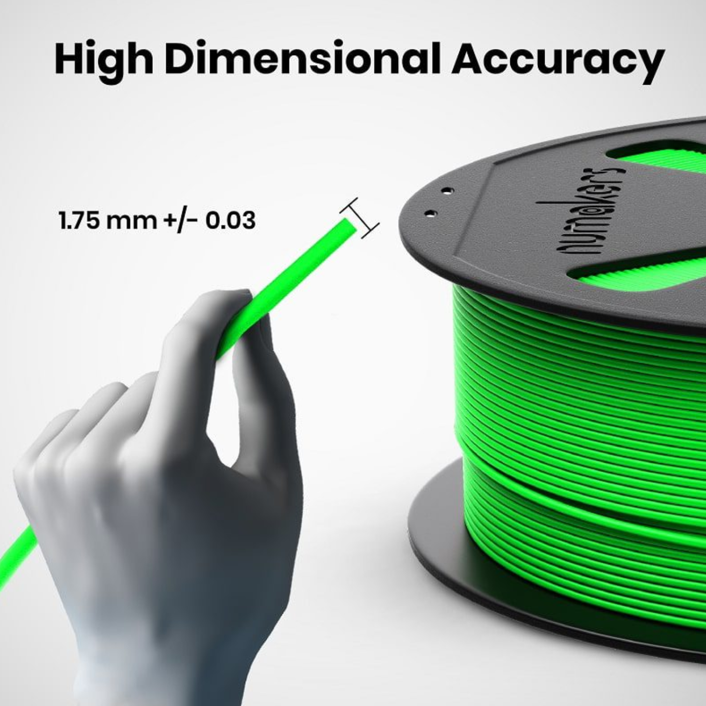 Numaker PLA+ 3D Printing Filament 1.75mm 1kg Spool For High Precision FDM 3D Printers Material - Fluorescent Green VIRIDIS - RS6805