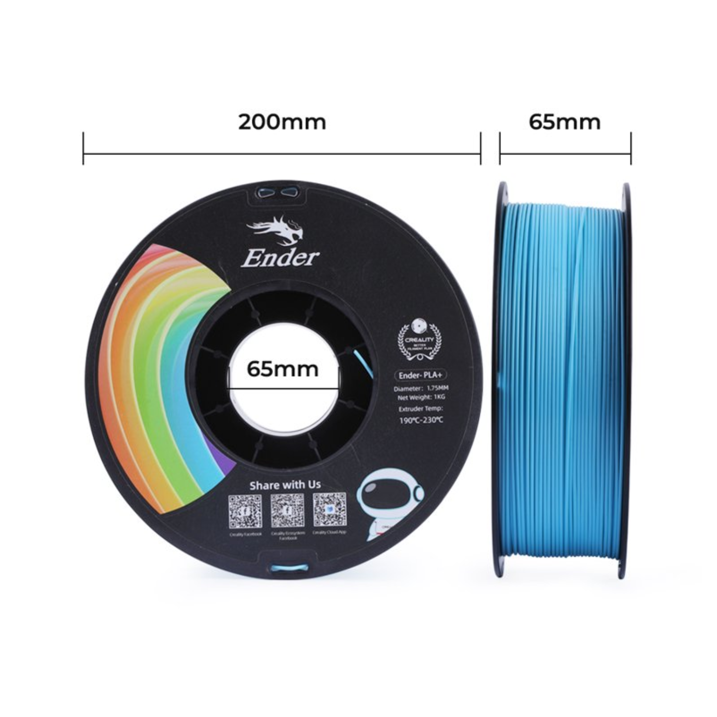 Creality Ender-PLA+ 3D Printing Filament 1.75mm 1kg(2.2lbs)/Spool Dimensional Accuracy For FDM 3D Printers - Blue - RS6913