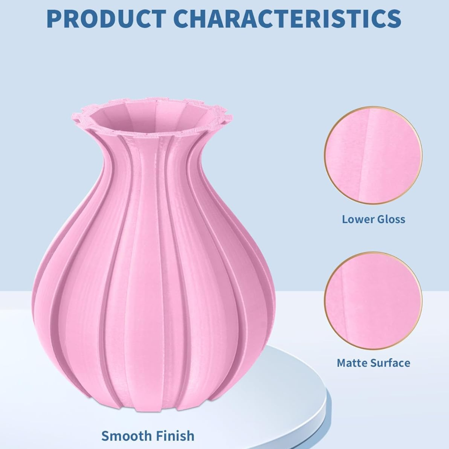 Matte PLA+ 3D Printer Filament 1.75mm 1kg Spool,High-Quality Finish, Easy to Use, For FDM 3D Printers - Pink - RS7131