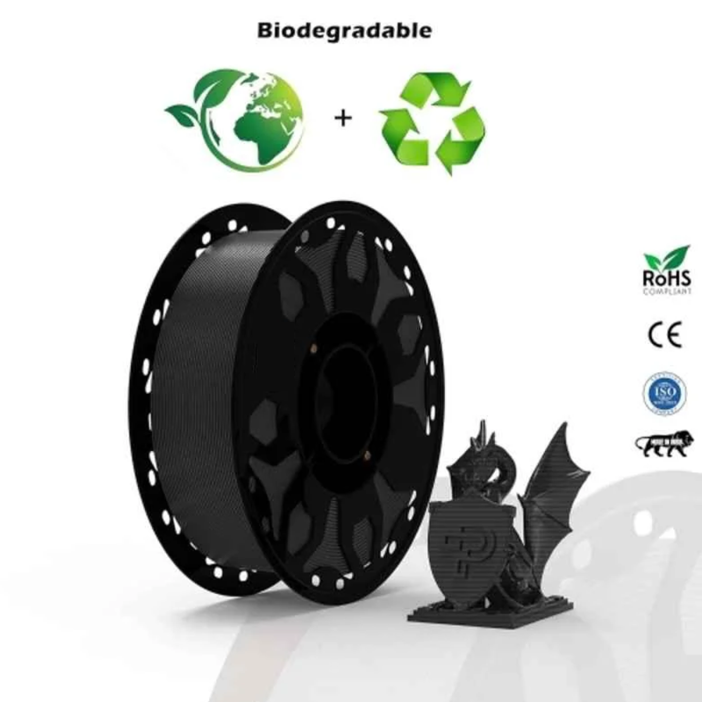 Ultra Speed PLA+ 3D Printer Filament 1.75mm 1kg Spool For High-Speed, Precision 3D Printing - Raven Black - RS7183