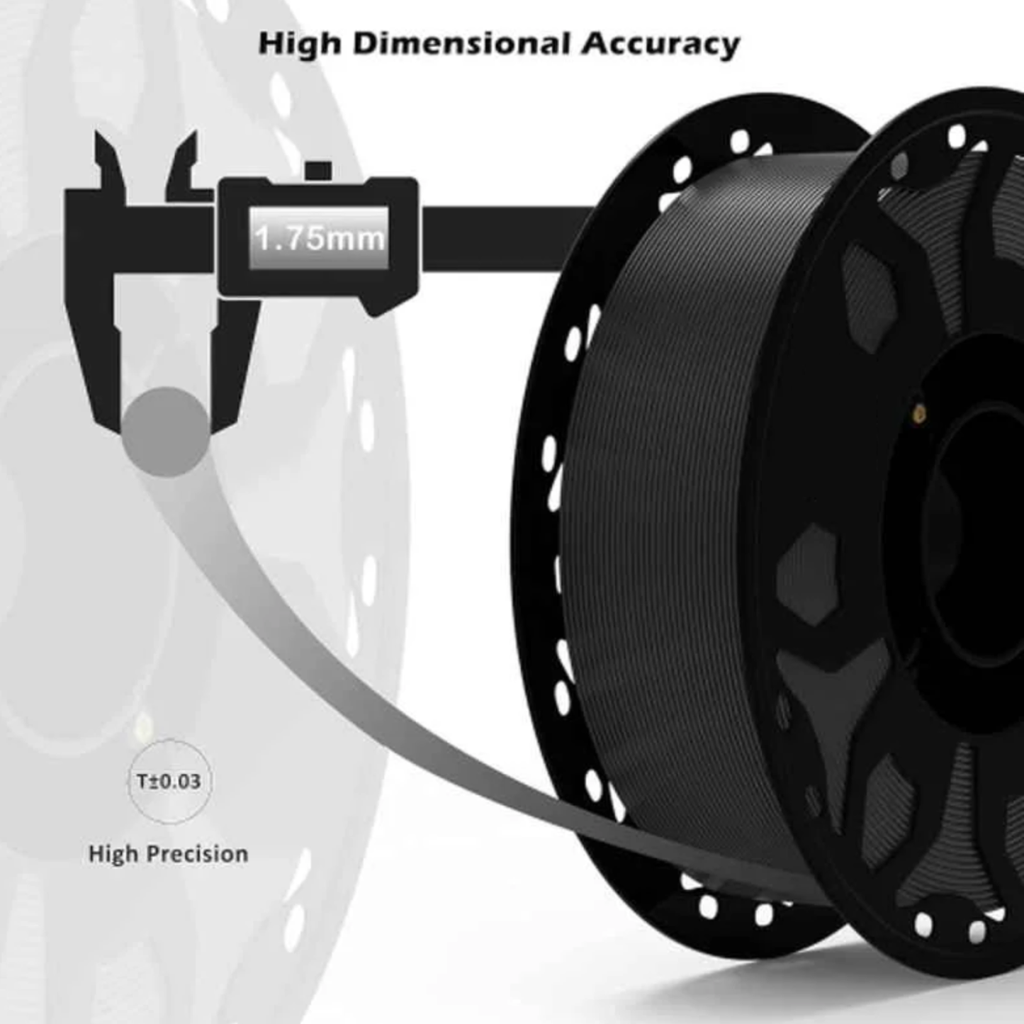 Ultra Speed PLA+ 3D Printer Filament 1.75mm 1kg Spool For High-Speed, Precision 3D Printing - Raven Black - RS7183