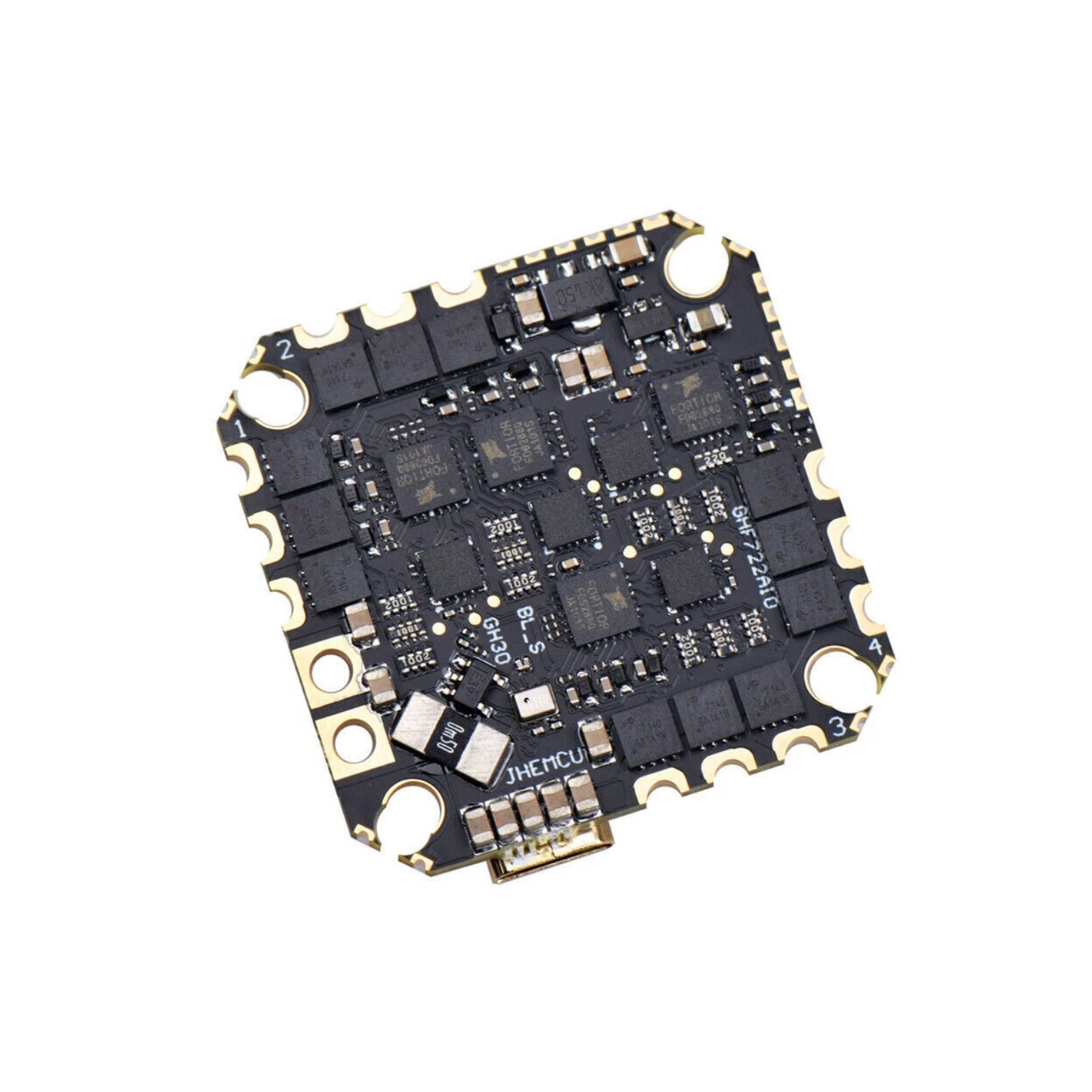 JHEMCU GHF722AIO-HD 40A AIO Flight Controller With Integrated 4-in-1 ESC, F7 Processor, OSD, Barometer, 5V BEC, Supports 2-6S LiPo for FPV Drones