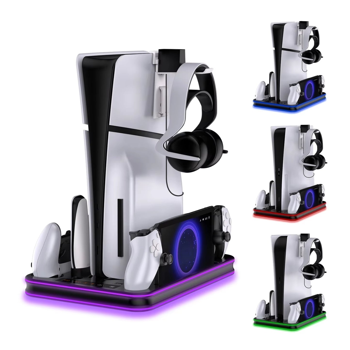 JYS Multi-Functional PS5 / PS5 Slim & PS Portal Cooling Fan Stand With Dual Controller Charger - RGB Lights - RS8545