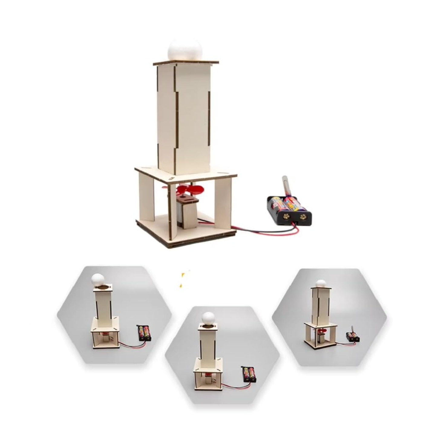 Wooden Electric Air Suspension ball Kit Model Kids Science Toy Technology Physics Bricks Kit Learning Educational Toys For Children NO BATTERY - RS6435