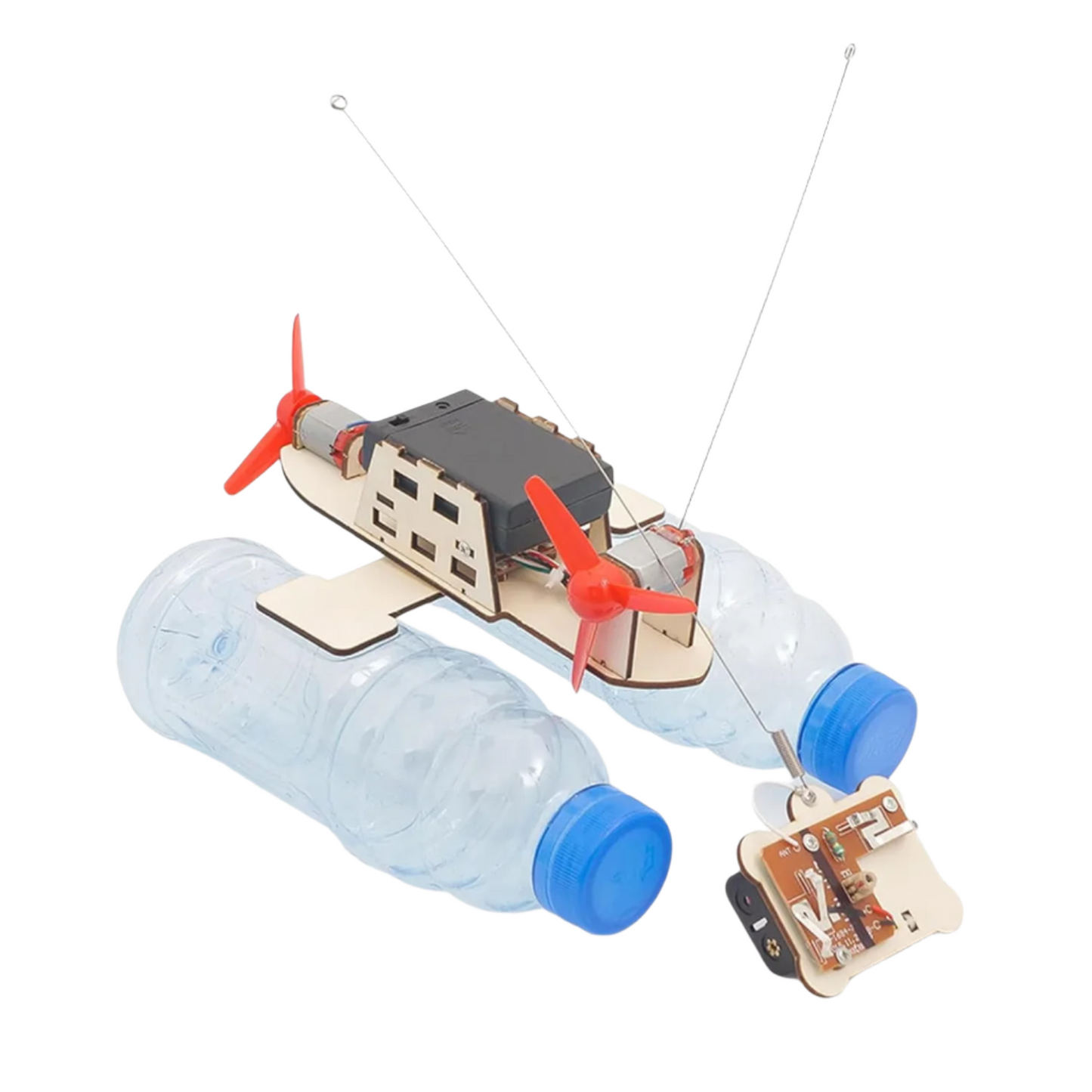 DIY Wind Turbine Boat Kit Wooden Remote Control Boat Student Handmade Assembled Wind Turbine Model Boat DIY Science Experiment Educational Toys - RS6486