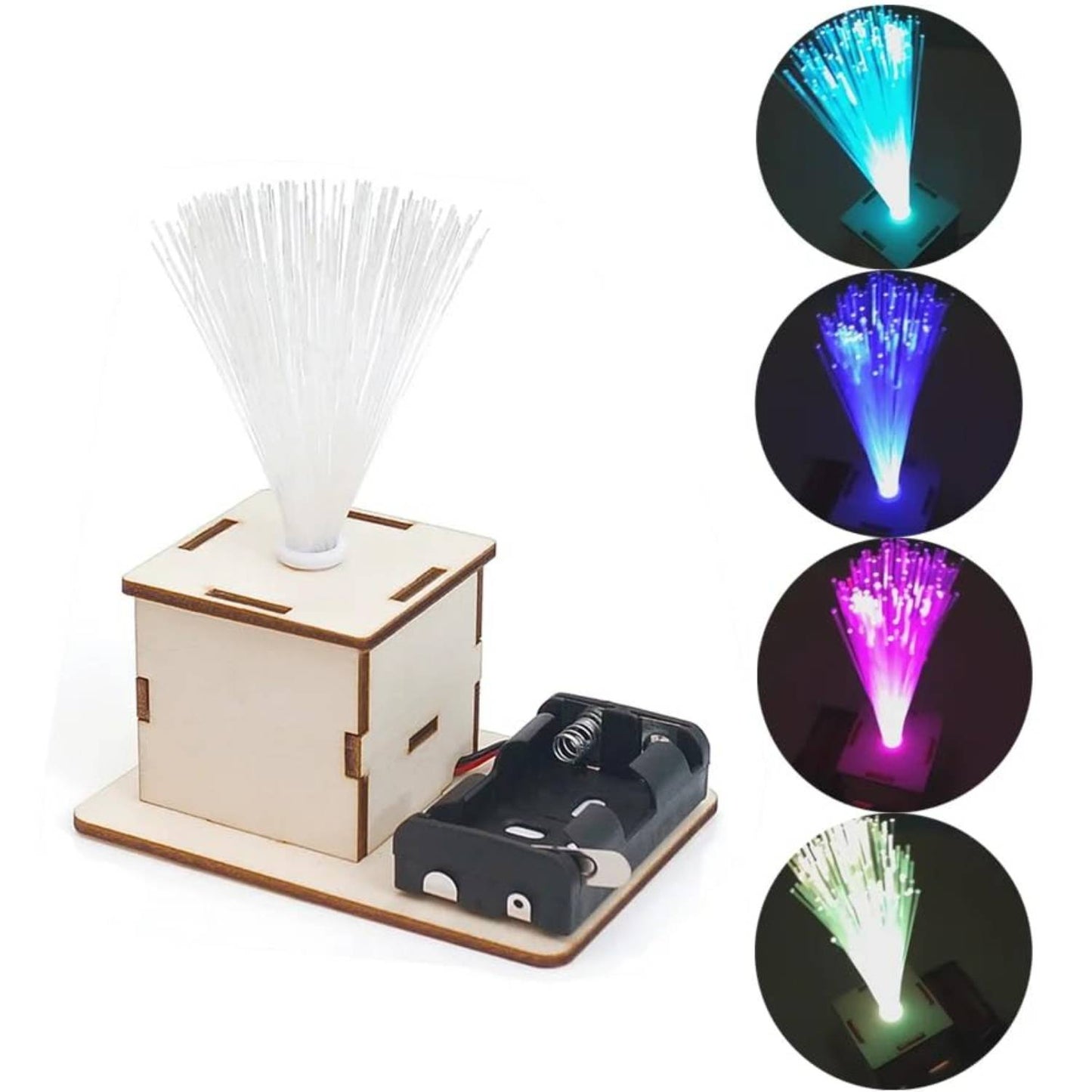 DIY Wooden Optic Light Kit Fiber Optic Science Experiment Kit Hands-on Fiber Optic Science Project For Students STEM Learning Kit - RS6281