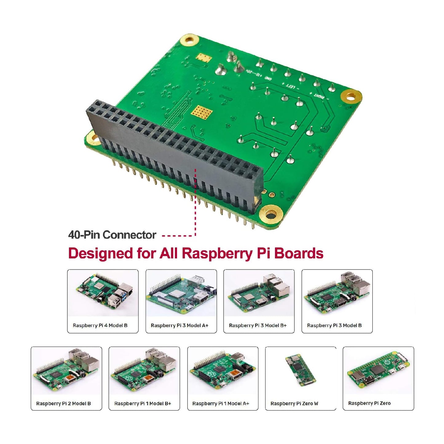 TAS5713 RPi HiFi AMP HAT Amplifier Audio Module 25W Class-D Power Sound Card Expansion Board Nichicon Capacitor Audio Expansion For Raspberry Pi 4 3 B+ Pi Zero Nichicon Capacitor - RS2808