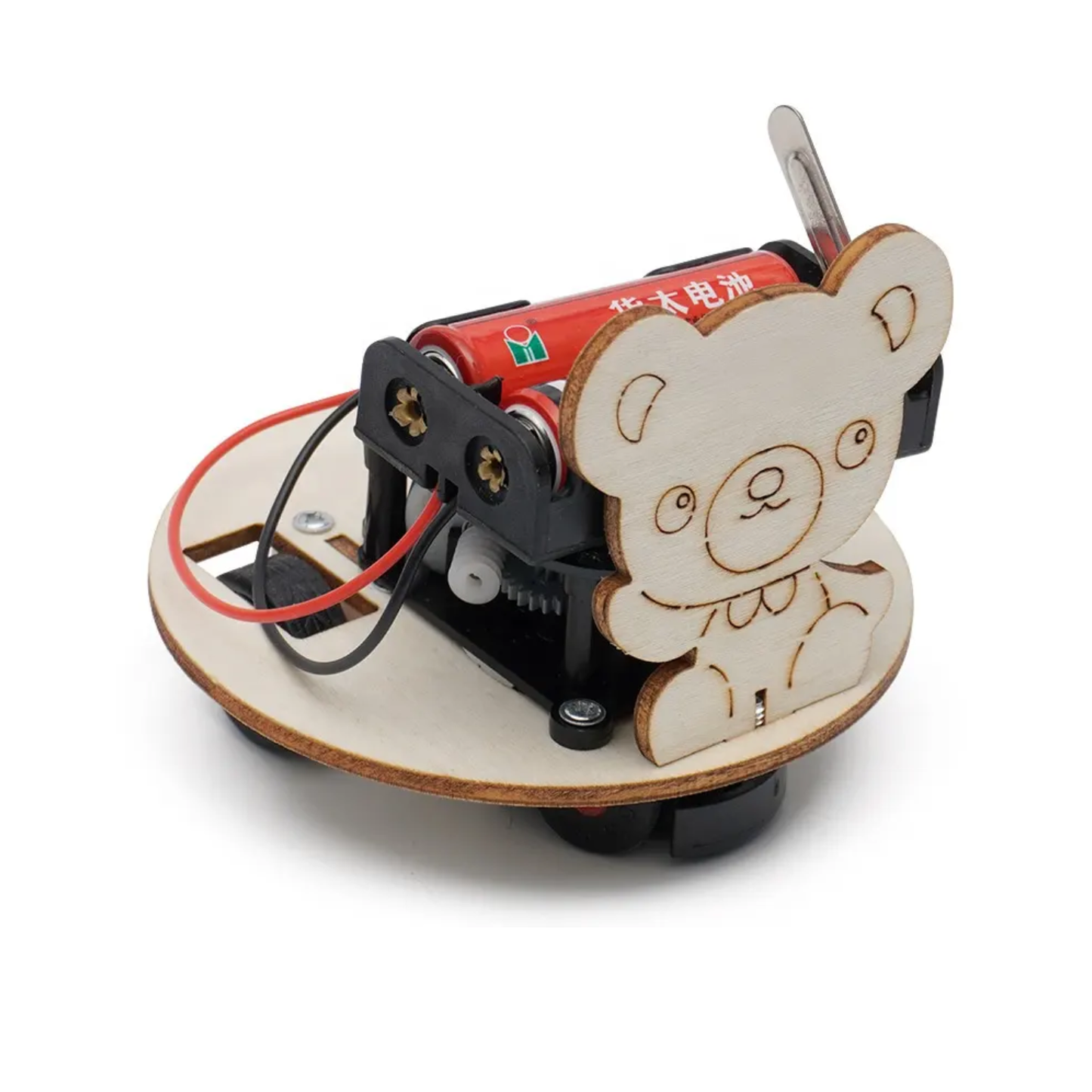 Obstacle Avoidance Car DIY Kit Kizabot Automated Escaping Vehicle Scientific lnvention School Students Creative Physics Science Experiment 3D Assembly STEM Wooden Toy - RS6325