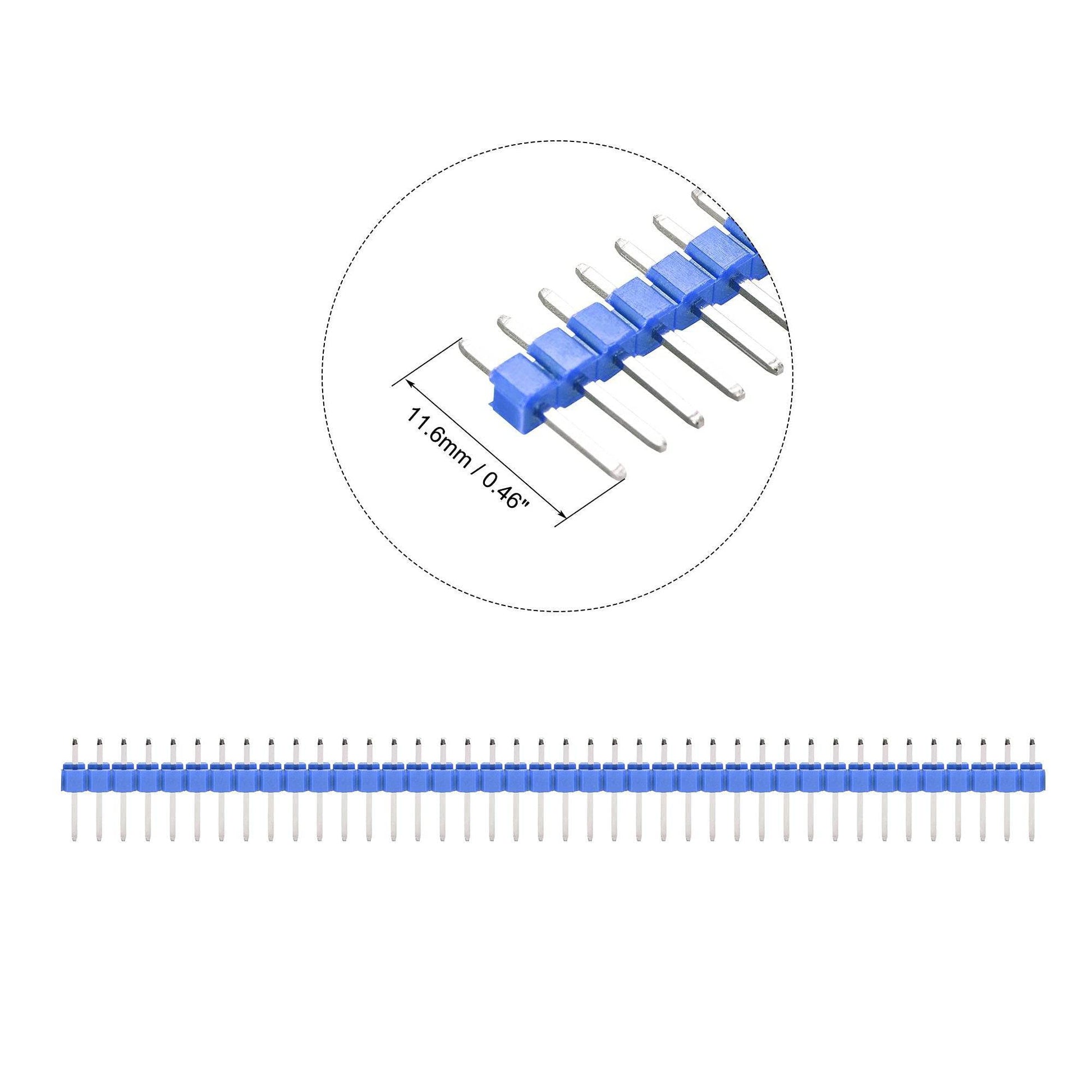 40 Pin Male Header 2.54mm 1×40 Pin - Blue