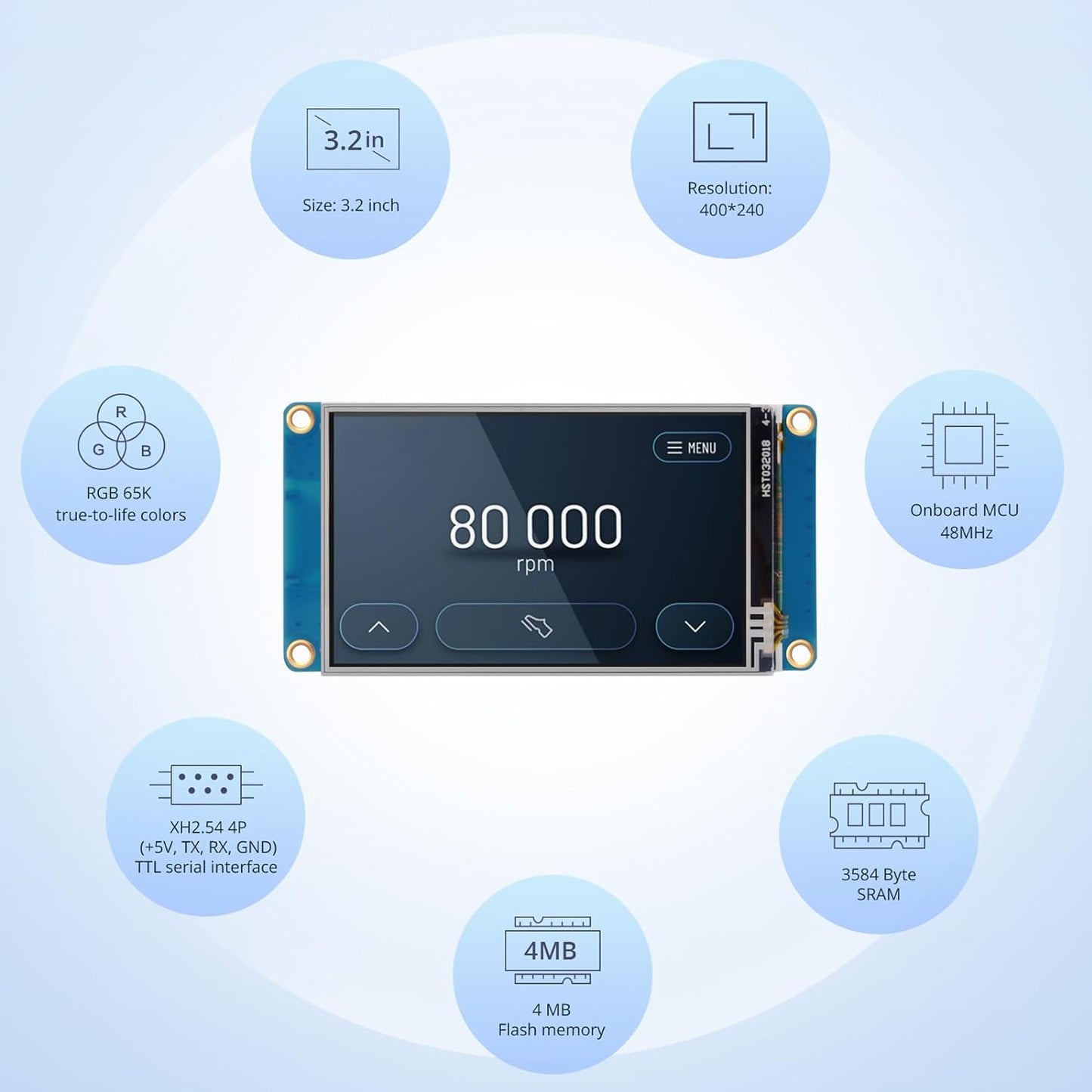 Nextion 5 Inch Display Nextion BASIC NX8048T050 – 5.0″ LCD TFT HMI Touch Display - RS3087/RS3255 - REES52