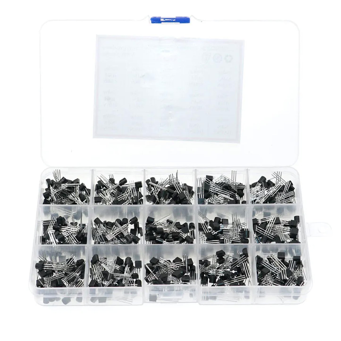 600PCS 15Values 40-160V 50-600mA NPN PNP Power Transistor Kit 2N2222-S9018 Triode Transistor Assortment Kit - RS1134 - REES52