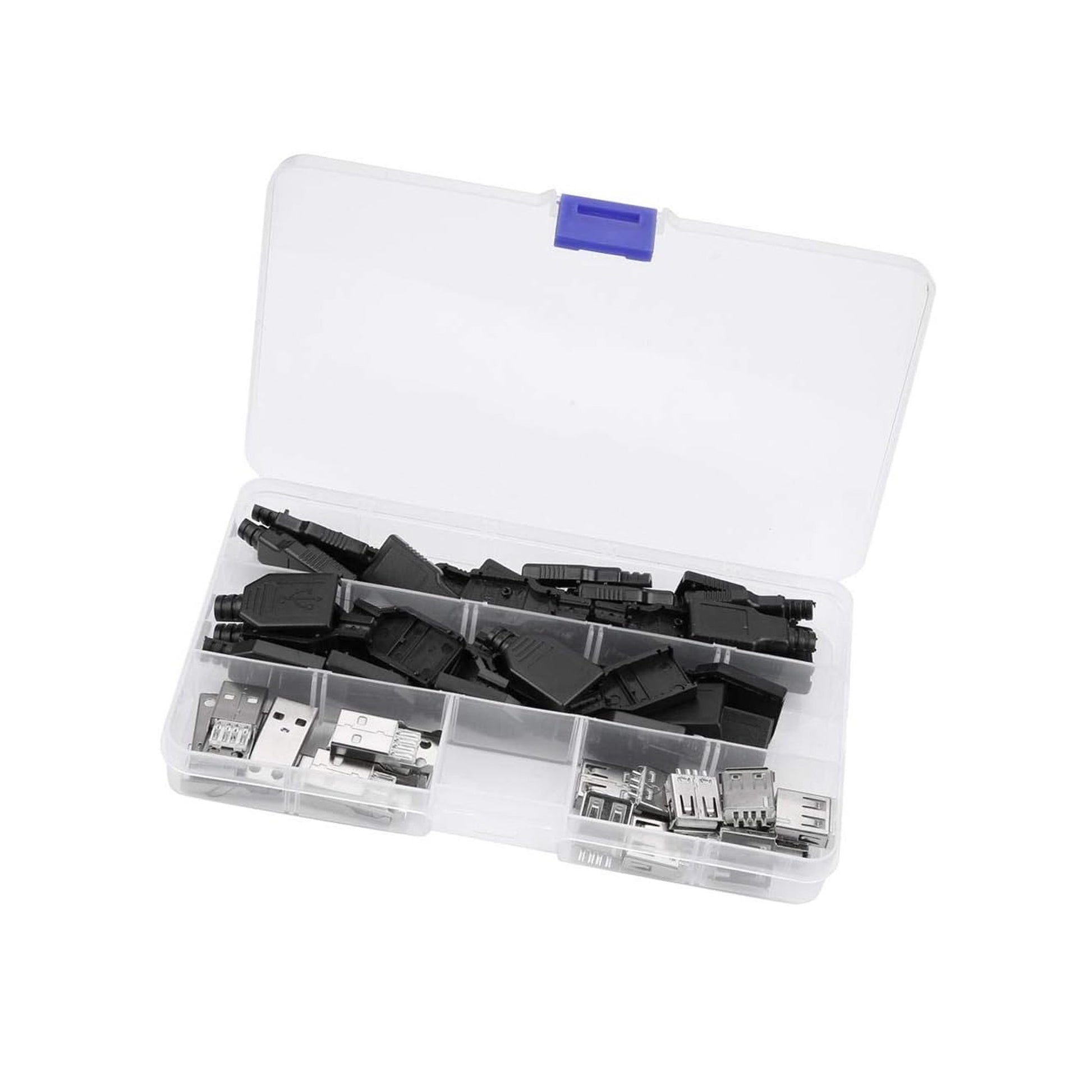 20 Pairs Premium USB Connector with Shell Type-A Male(10Pairs) and Type-A A 2.0 Female (10Pairs) 4 Pin Plug Connectors Assorted USB Connector Kit - RS1139 - REES52