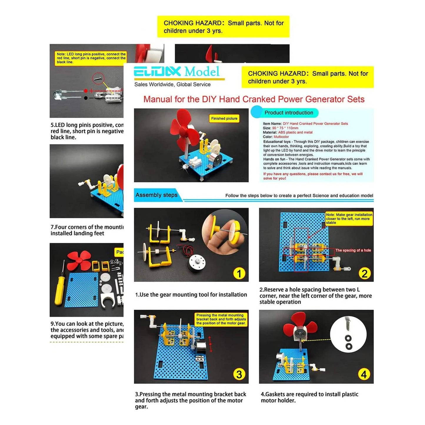 Dynamo Lantern DIY Kit STEM Toy Hand Cranked Power Generator