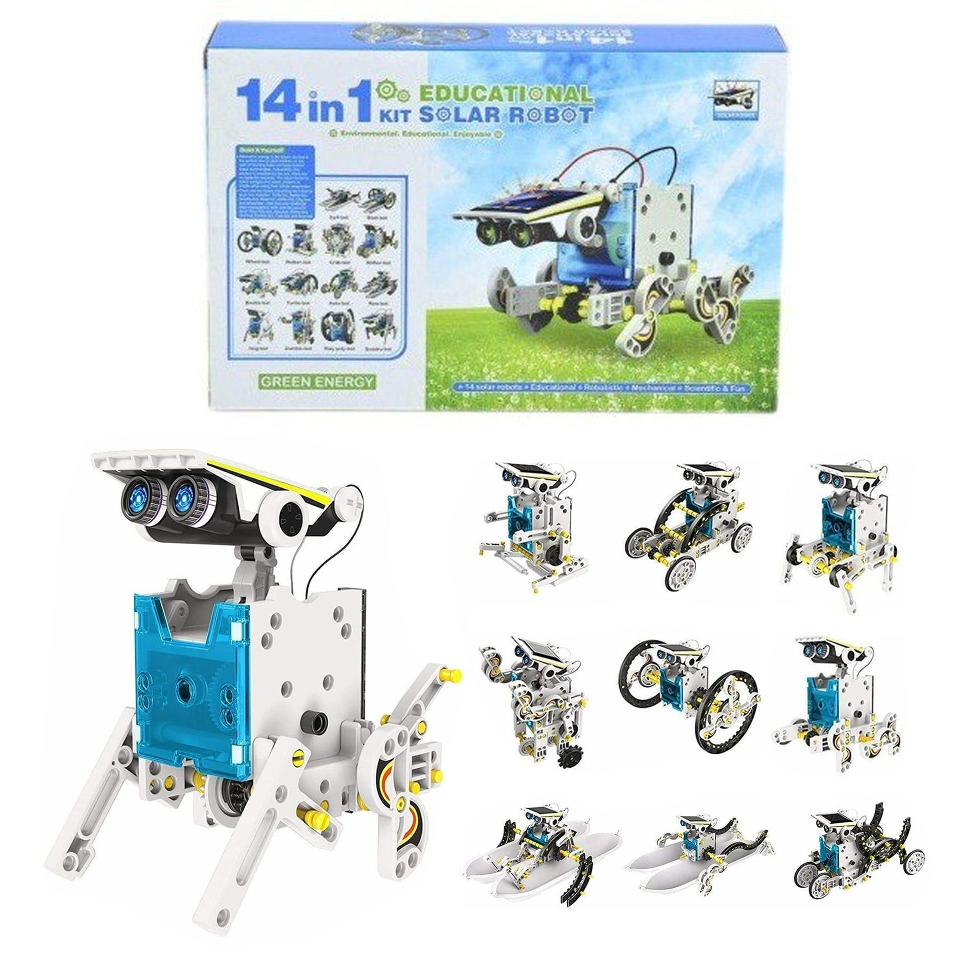 Solar Robot Kit - 14 in 1 Learning Educational Kids Station, Robot Toy Game DIY Toys for Boys, Girls - Multicolor - RS1637 - REES52