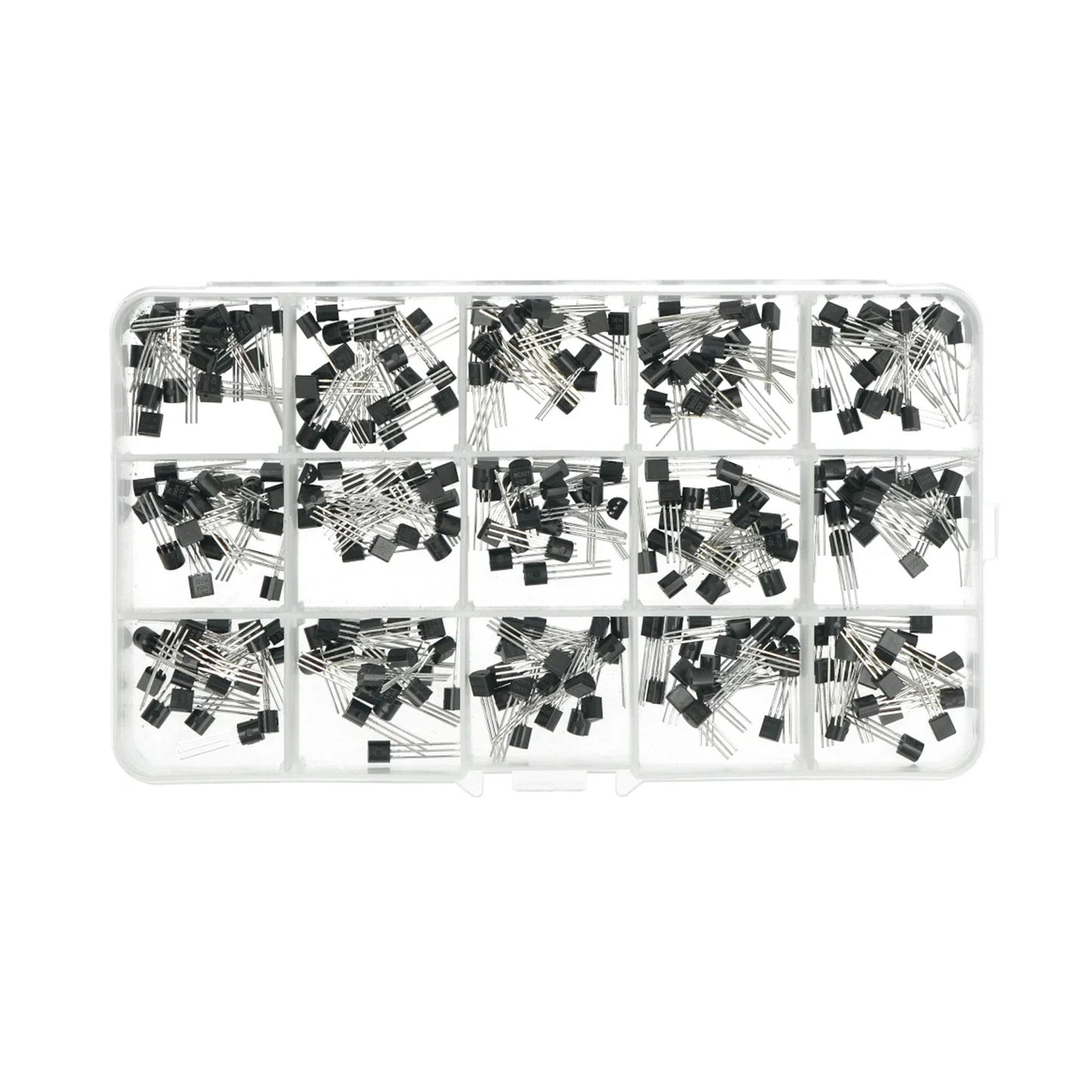 T0-92 Power Transistor assortment Kit NPN PNP Kit Set Three Pins 15 Values 300PCS (20pcs each) with Clear Plastic Box - RS1761 - REES52