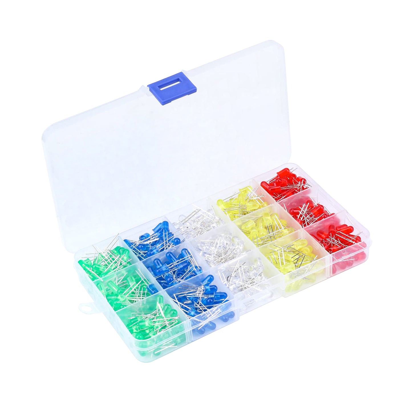 500pcs LED Diode Lights, 5 Colors×100pcs 5mm Light Emitting Diodes LED Assortment Kit - RS1765 - REES52