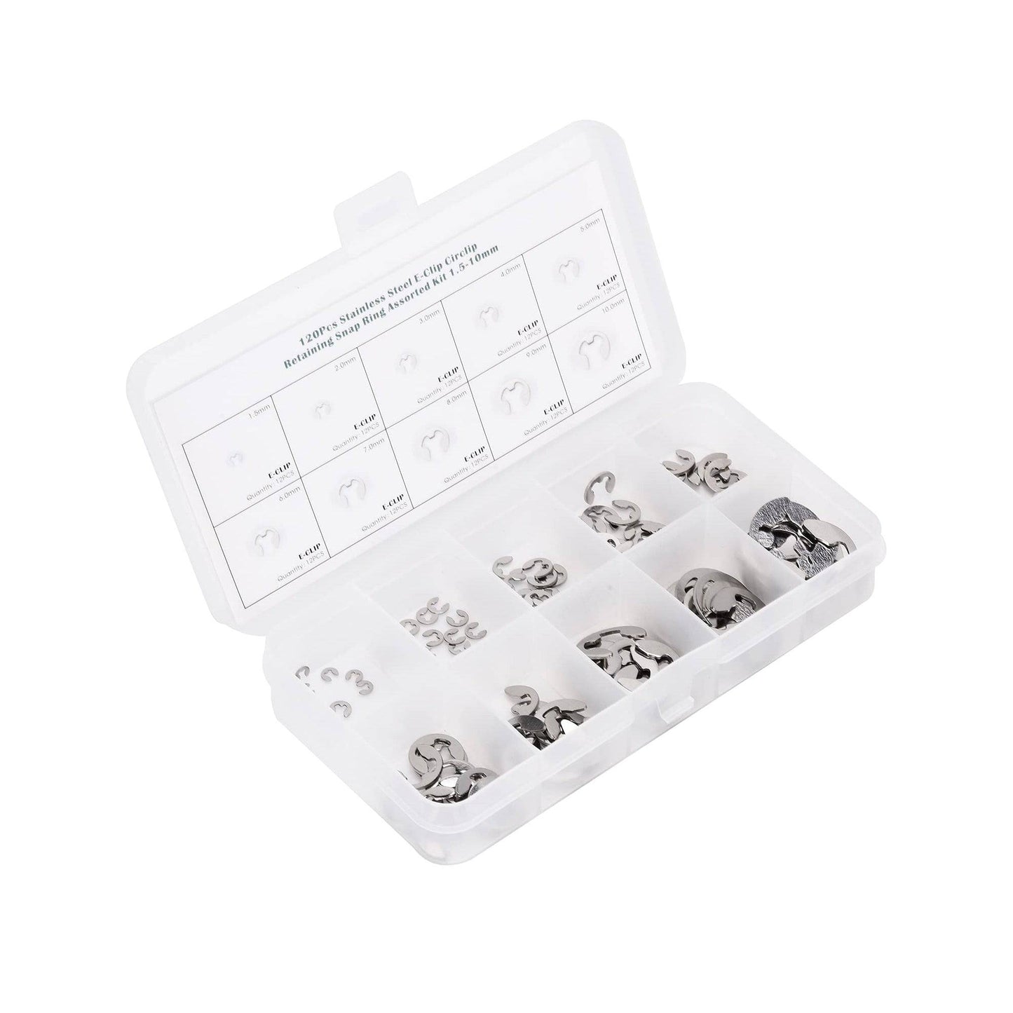 120 Pcs Stainless Steel E Clip Washer Assortment Kit