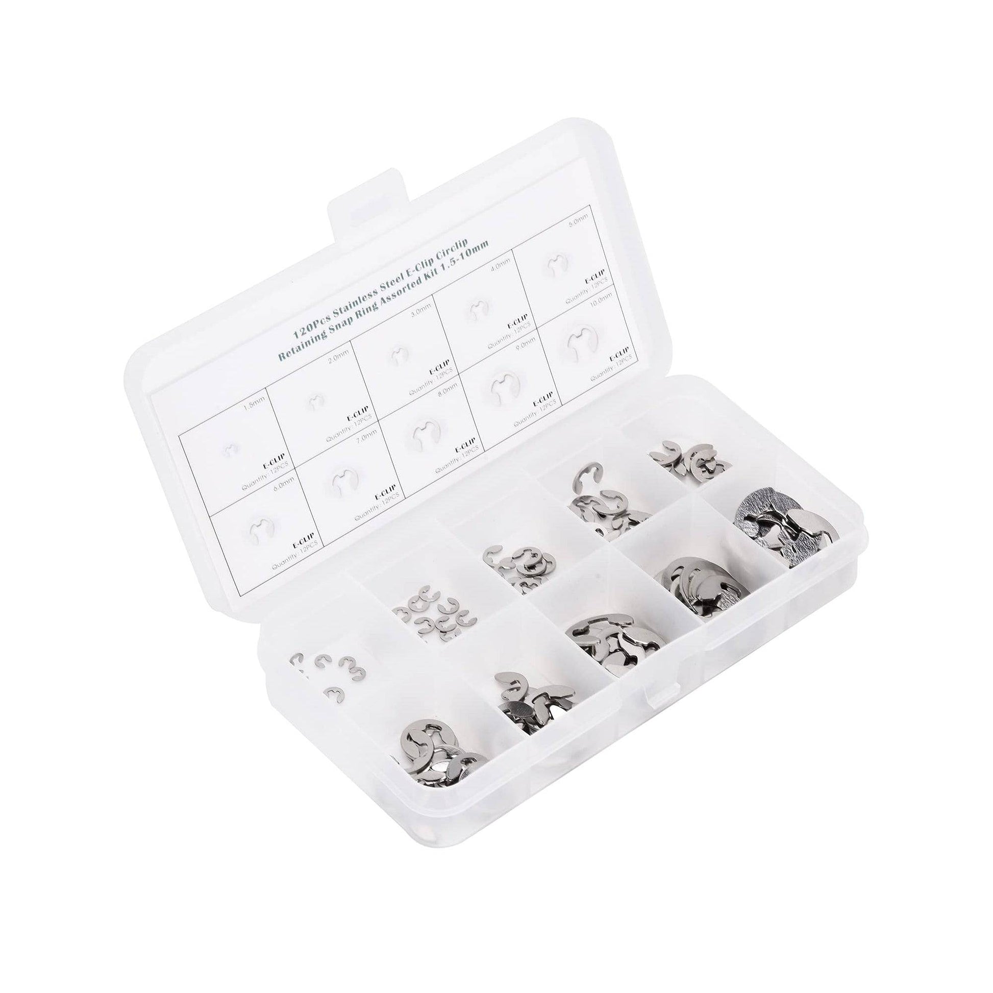 120 Pcs Stainless Steel E Clip Washer Assortment Kit