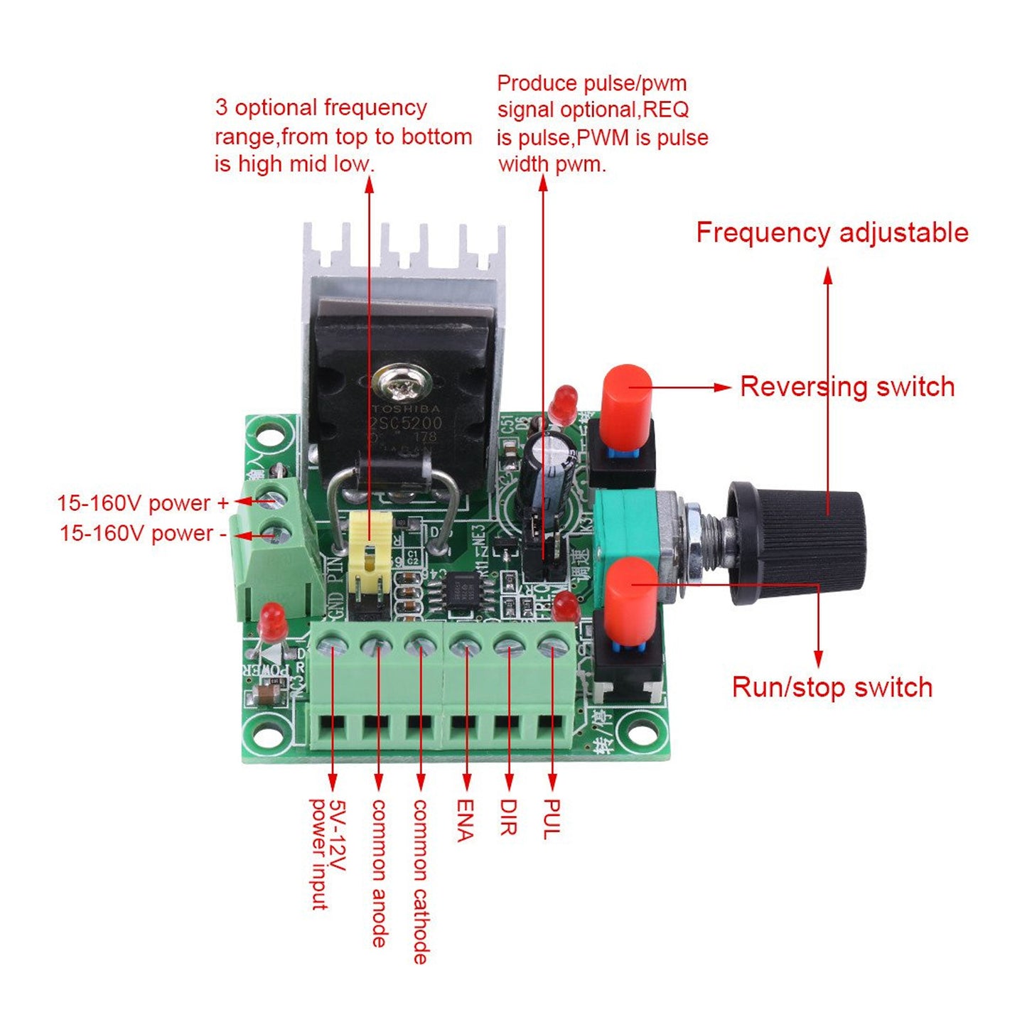 Stepper Motor Driver Speed Board Controller Pulse Signal Generator Module PWM Generator Module - RS1862 - REES52