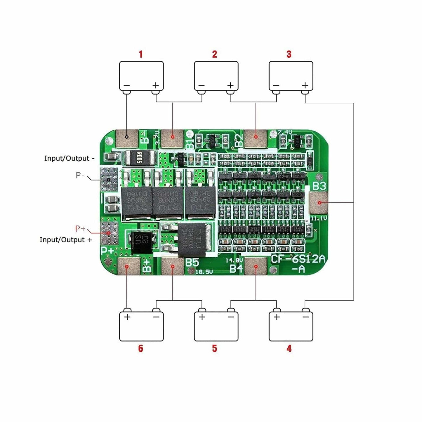 24V 6S 15A BMS Board BMS 6S 15A 24V 18650 Li-ion Battery