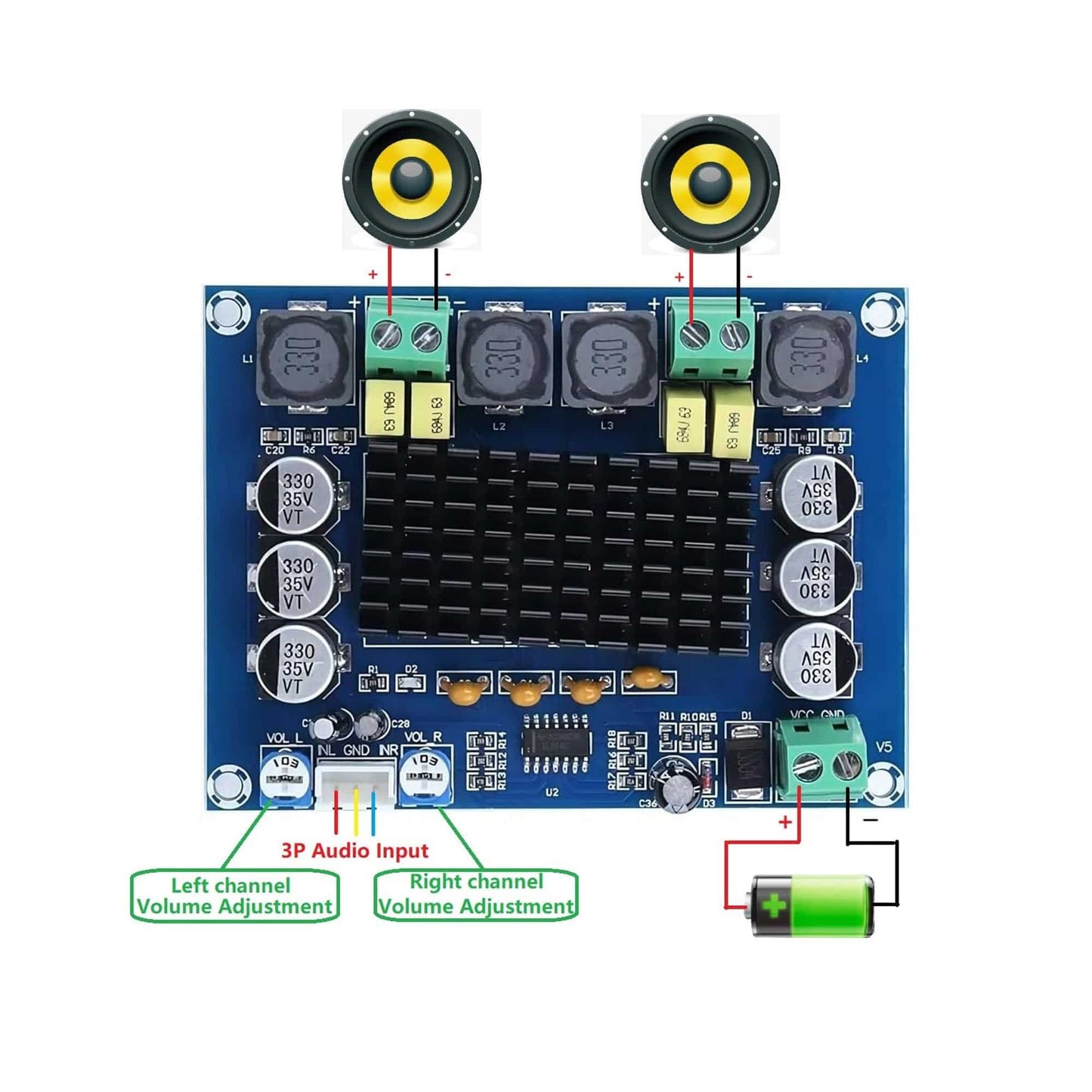 TPA3116D2 Amplifier Board XH-M543 2x120W DIY Module