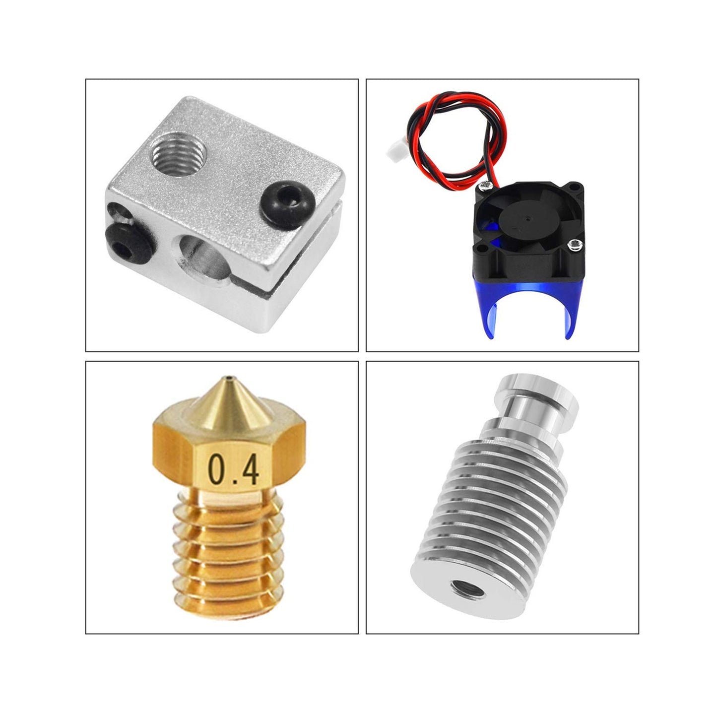 V6 Hotend Full Kit Bowden/RepRap V6 with Fan Cable 30cm Length for 1.75 mm filament 0.4 mm Nozzle- RS2699 - REES52