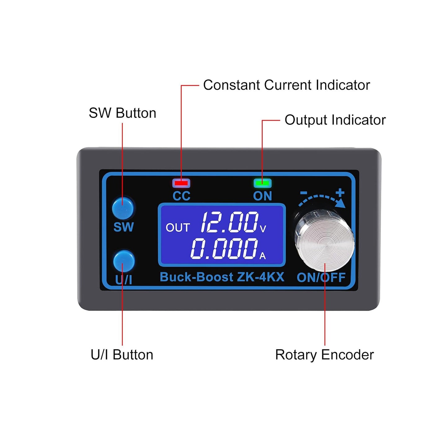 ZK-4KX CNC DC DC Buck Boost Converter CC CV 0.5-30V 4A Power Module Adjustable Regulated Power Supply for Solar Battery Charging - RS2728 - REES52