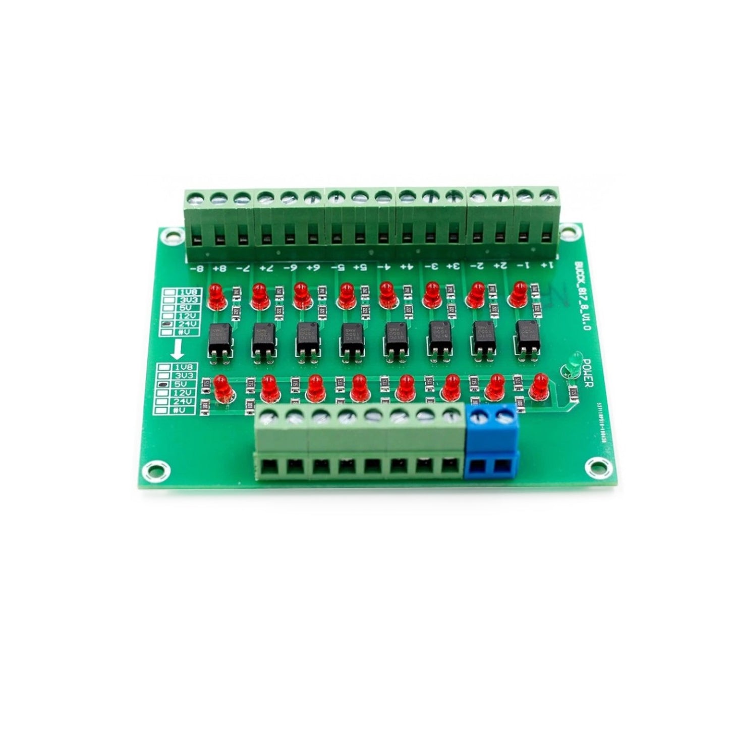 8 Channel 24V To 5V Optocoupler Isolation Module PLC Signal Level Voltage Conversion Board - RS2753 - REES52