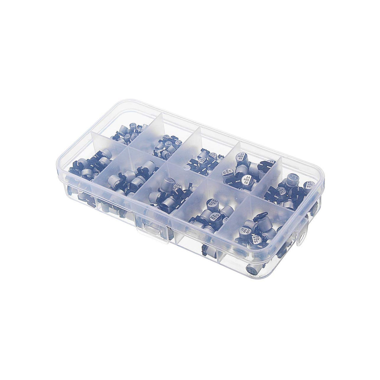 SMD electrolytic Capacitor, 200PCS 10V - 50V 1uF - 470uF 10Values Capacitor Assortment kit Capacitor with Storage Box for Household appliances - RS2765 - REES52