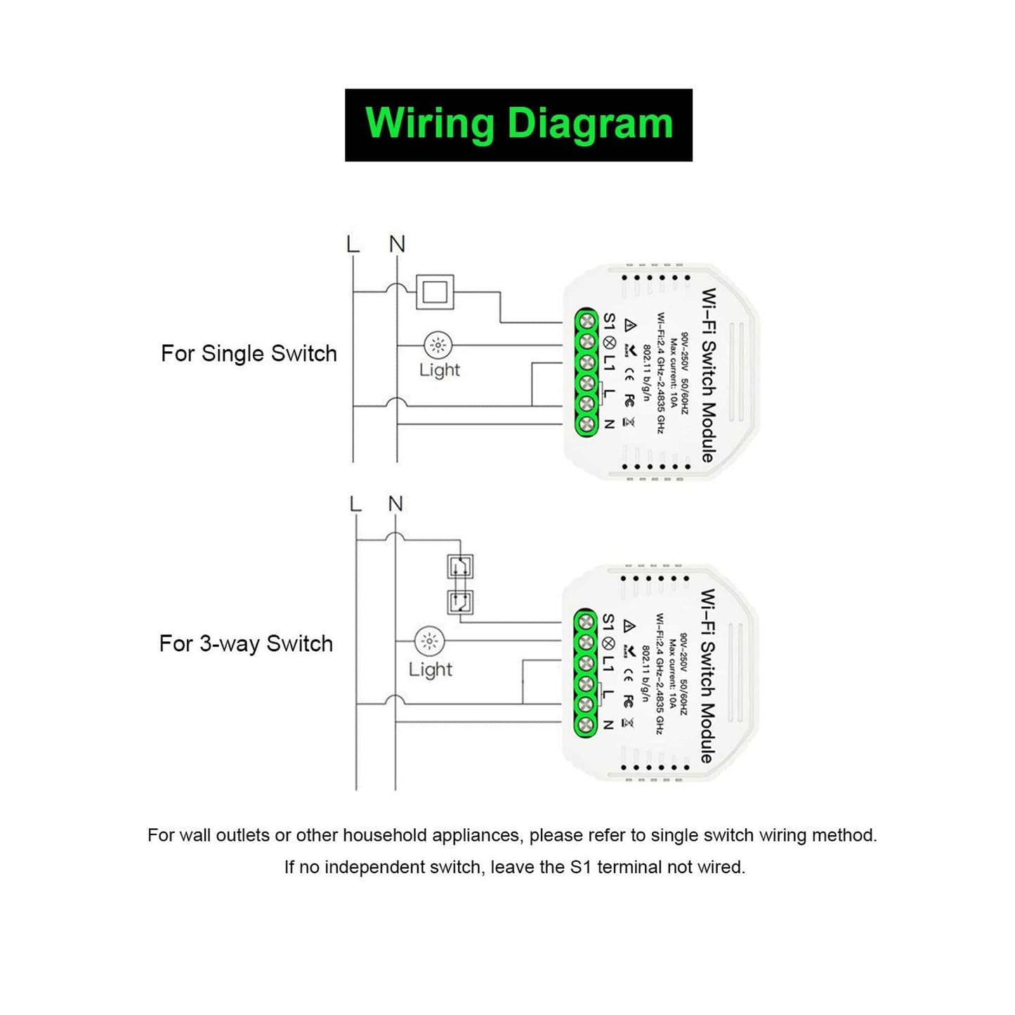 Smart WiFi Switch Relay for in Wall Light Switch