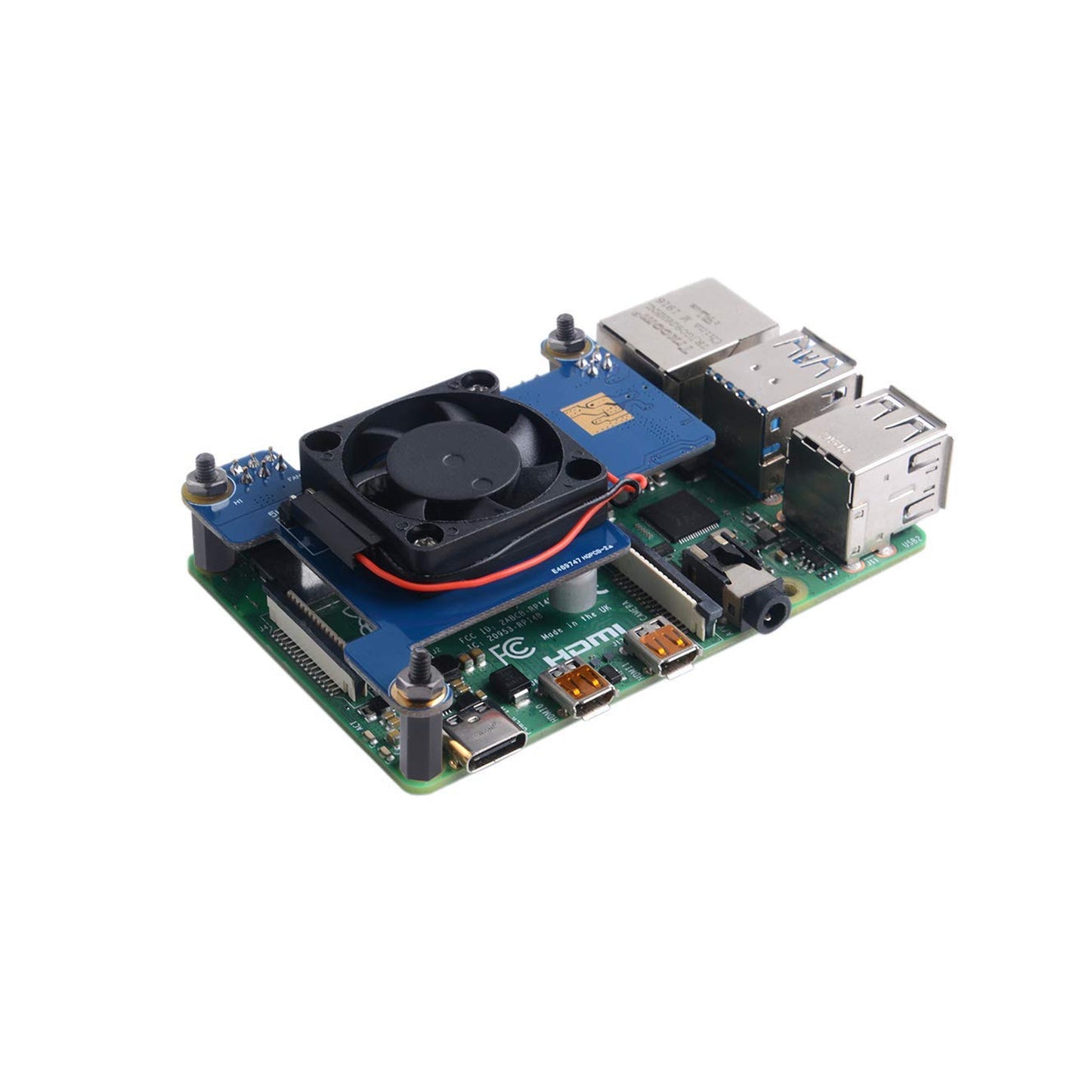 Raspberry Pi PoE HAT Support IEEE 802.3af or 802.3at PoE Standard, with Cooling Fan for Pi 4 Model B / 3B, B Plus- RS2850 - REES52