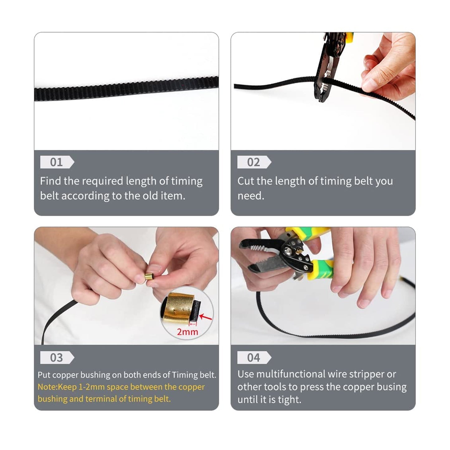 GT2 Timing Belt GT2 Open Loop Timing Belt 6mm Width for 3D Printer - 2 Meter - RS3184