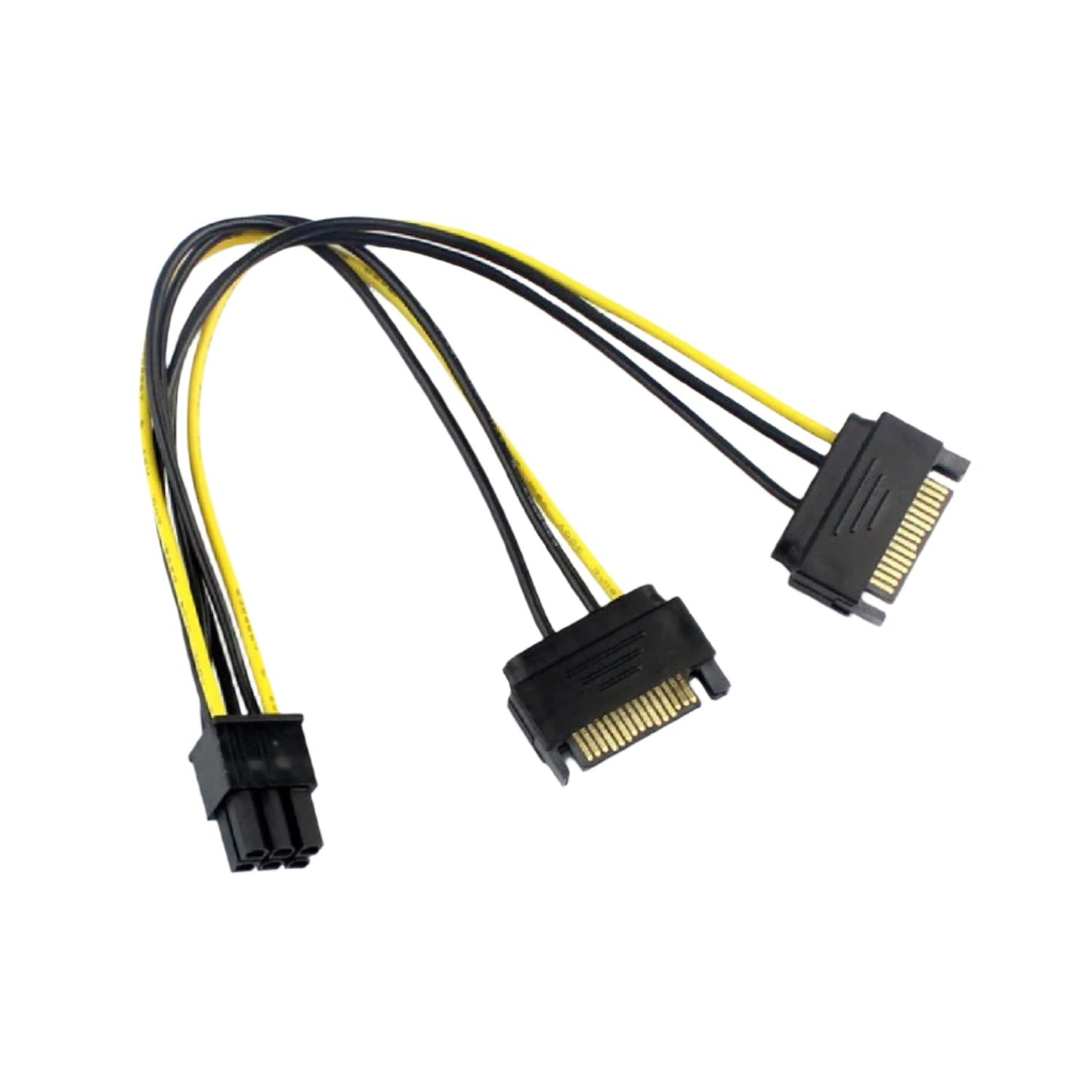 Dual SATA 15-pin to 6-pin GPU Power Cable 2x SATA to 6-pin Graphics Card Power Cable 15-pin SATA to 6-pin PCIe Power Cable Adapter For PC Upgrades - RS3849