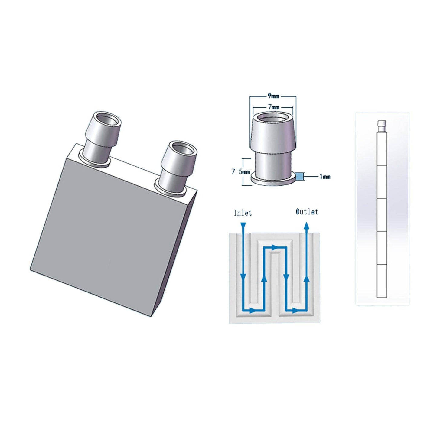 40x40mm Water Cooling Block Water Cooling Head