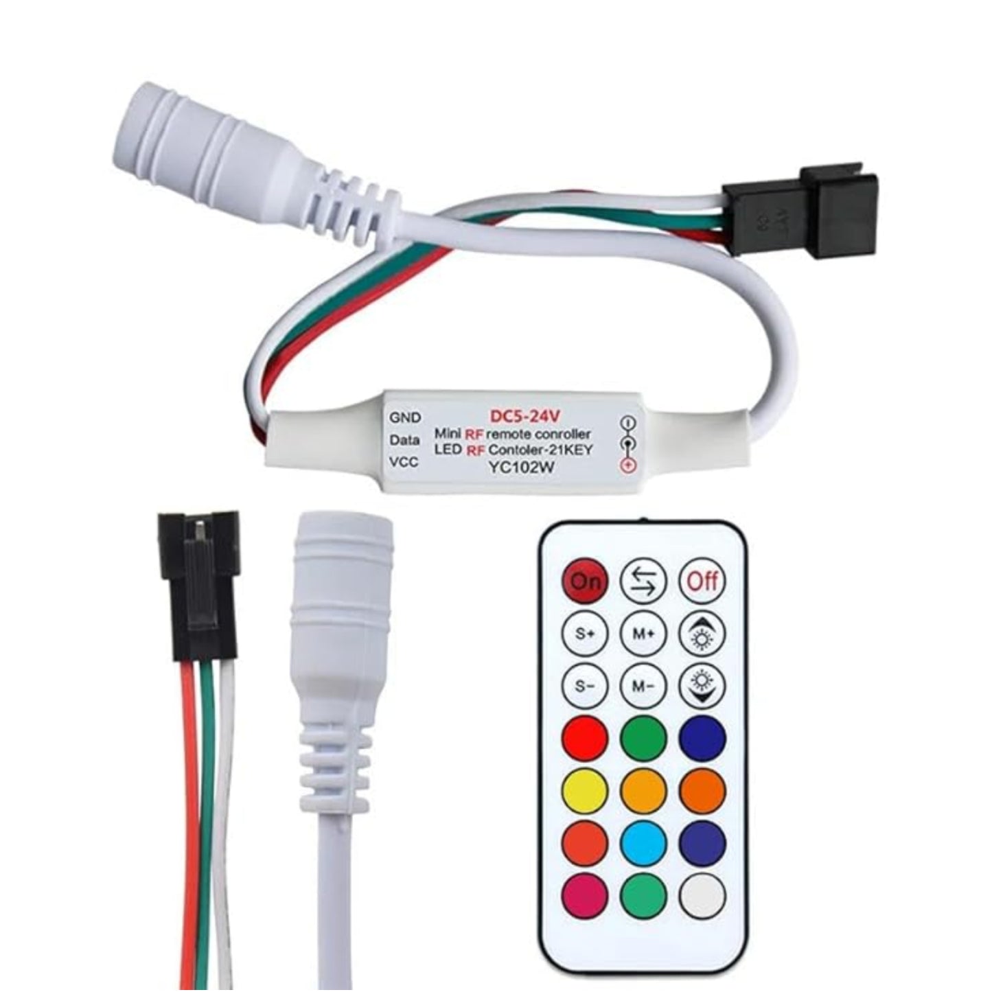 DC5-24V Mini RF Remote LED Controller 21 Key RF Remote LED Controller WS2811 WS2812B LED Dream Color Strip Light Remote Wireless Remote Control Mini Remote Controller For LED Strip Lights - RS5290
