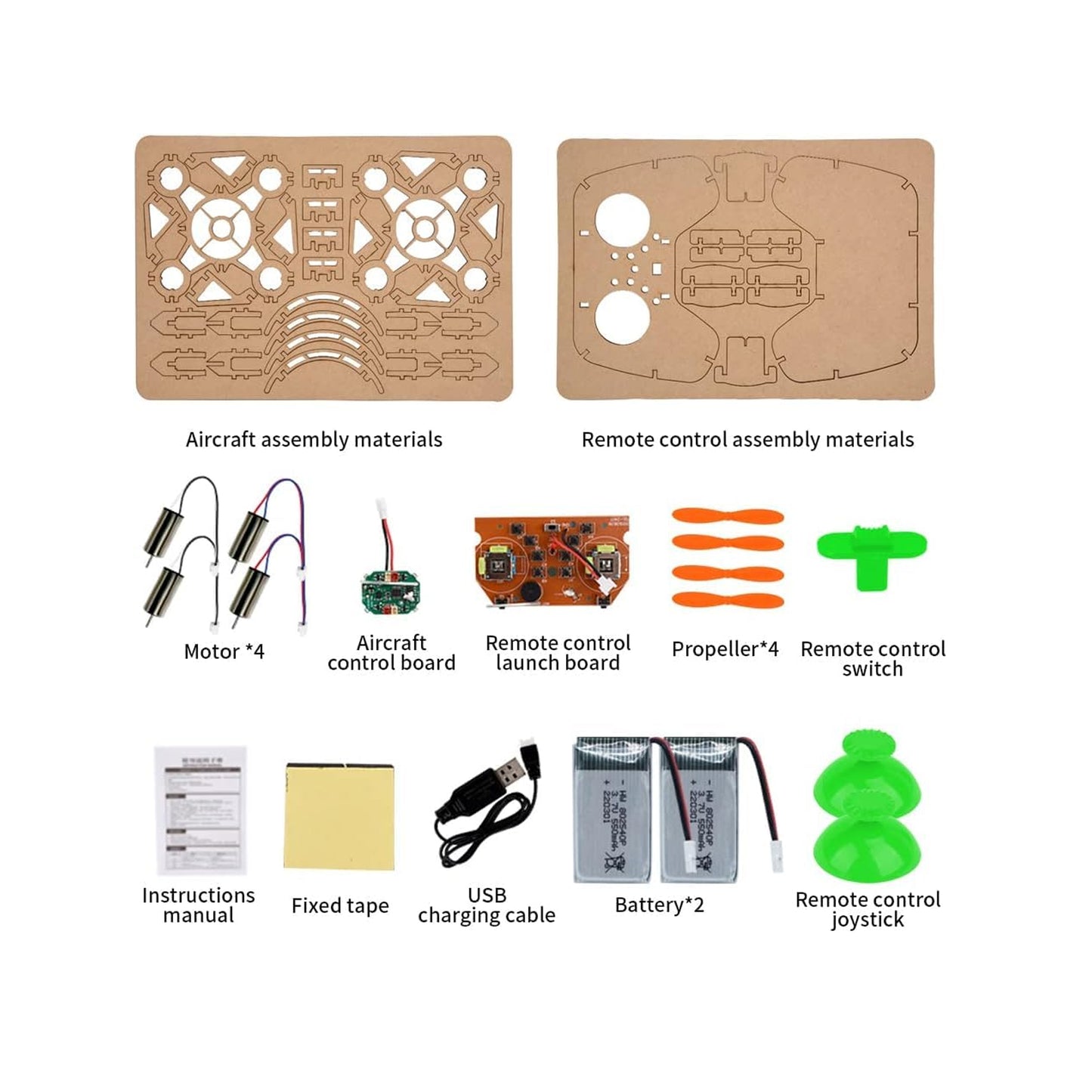 XYQ-2 DIY Drone Mini Toy Drone Aircraft With Remote Wooden Assembly Mini Drone Quadcopter - RS5532 - REES52