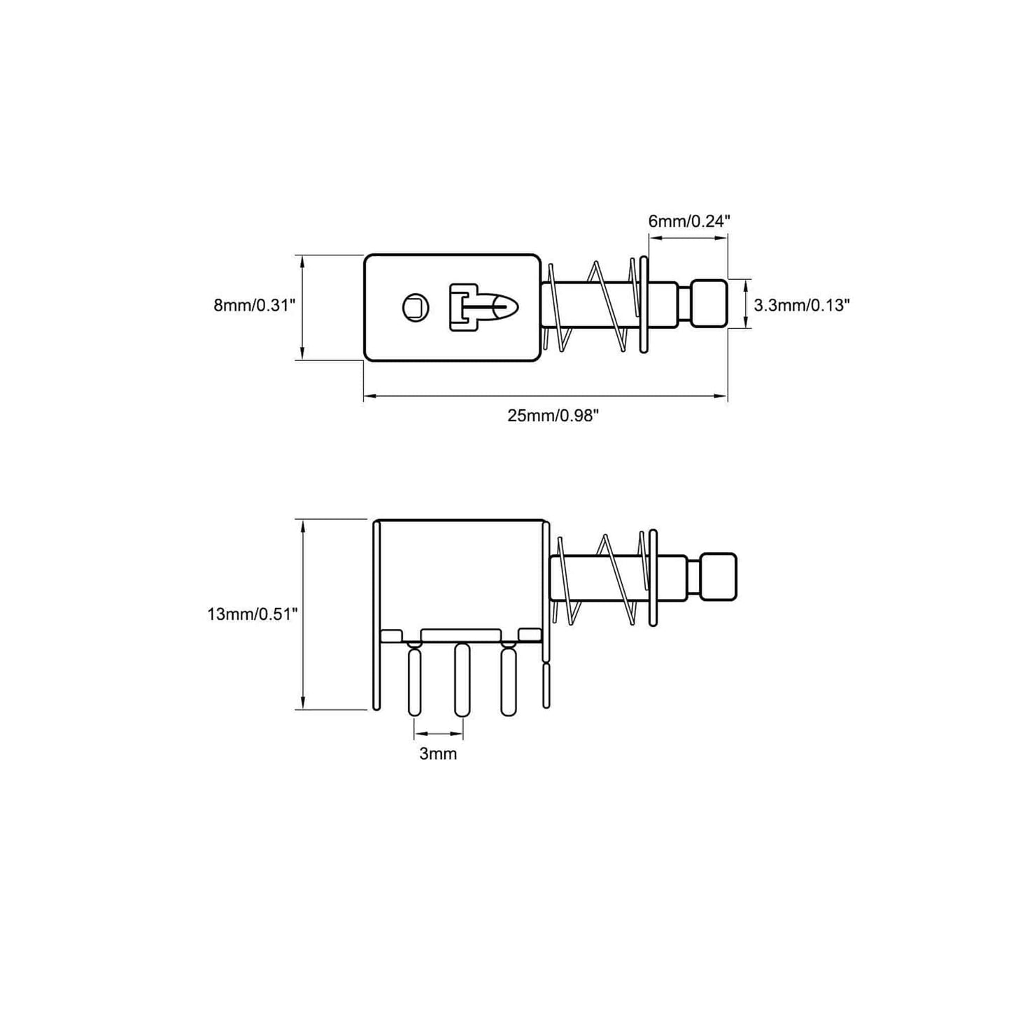 DPDT Switch Push to ON OFF Horizontal Switch – 1A – DPDT
