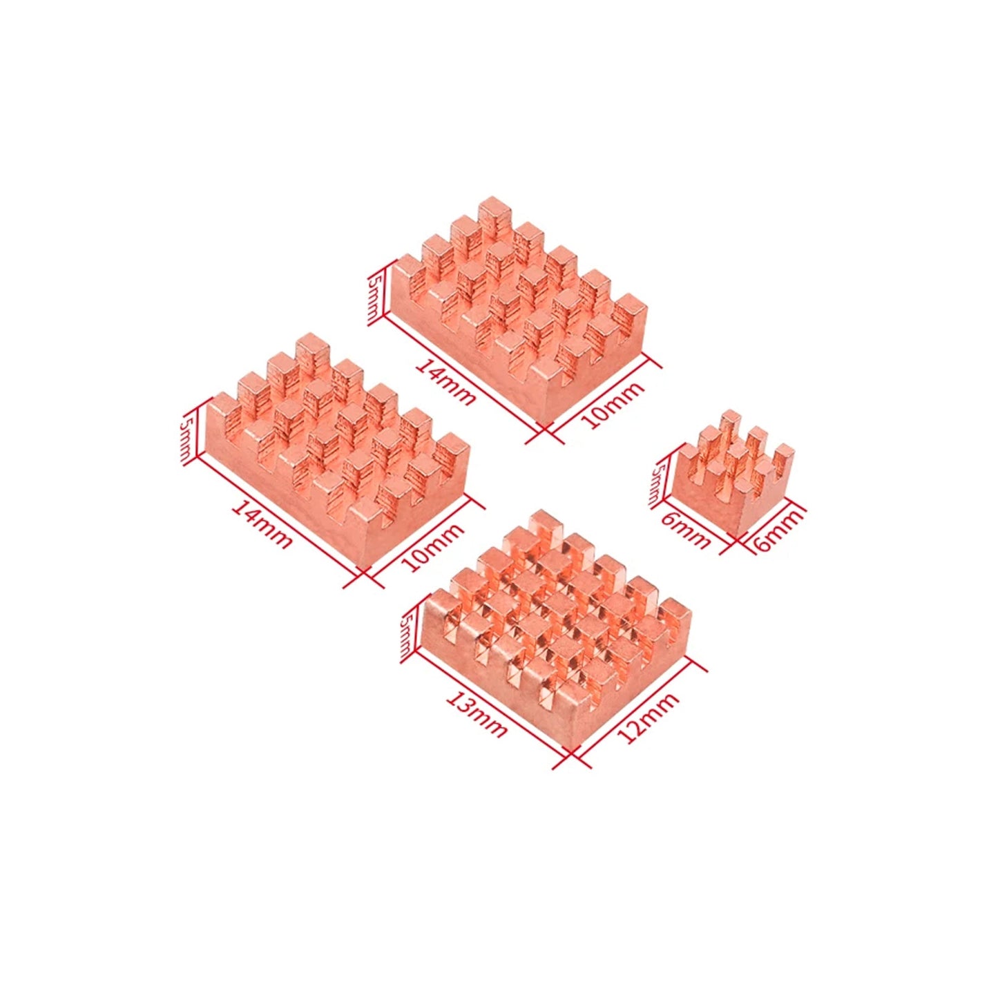 Raspberry Pi 5 Copper Heat Sink Passive Cooling Heatsinks with Self-Adhesive Radiator for Raspberry Pi 5 4GB, 8GB - RS5763 - REES52