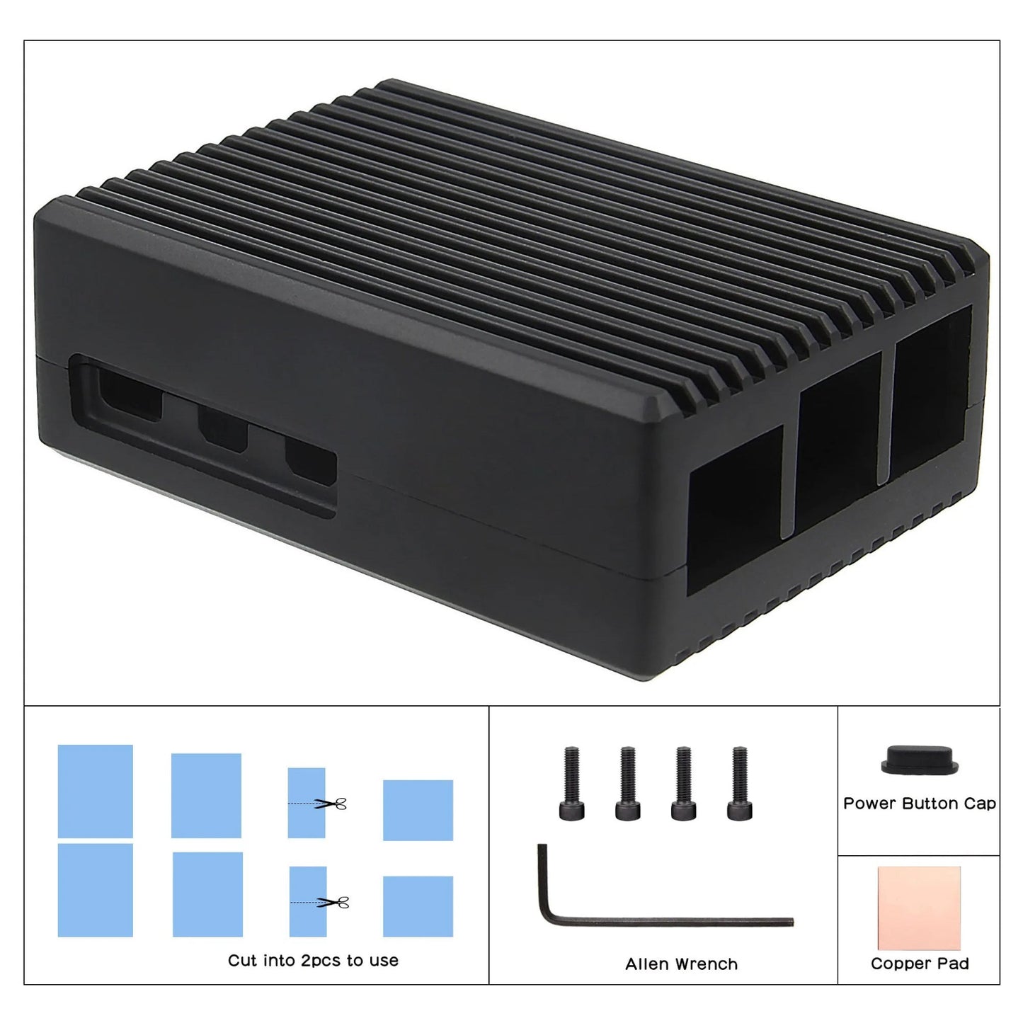 Raspberry Pi 5 Case Raspberry Pi 5 Aluminum Case Heavy-duty Aluminum Passive Cooling Case Shell Enclosure for Pi 5 - RS5788 - REES52
