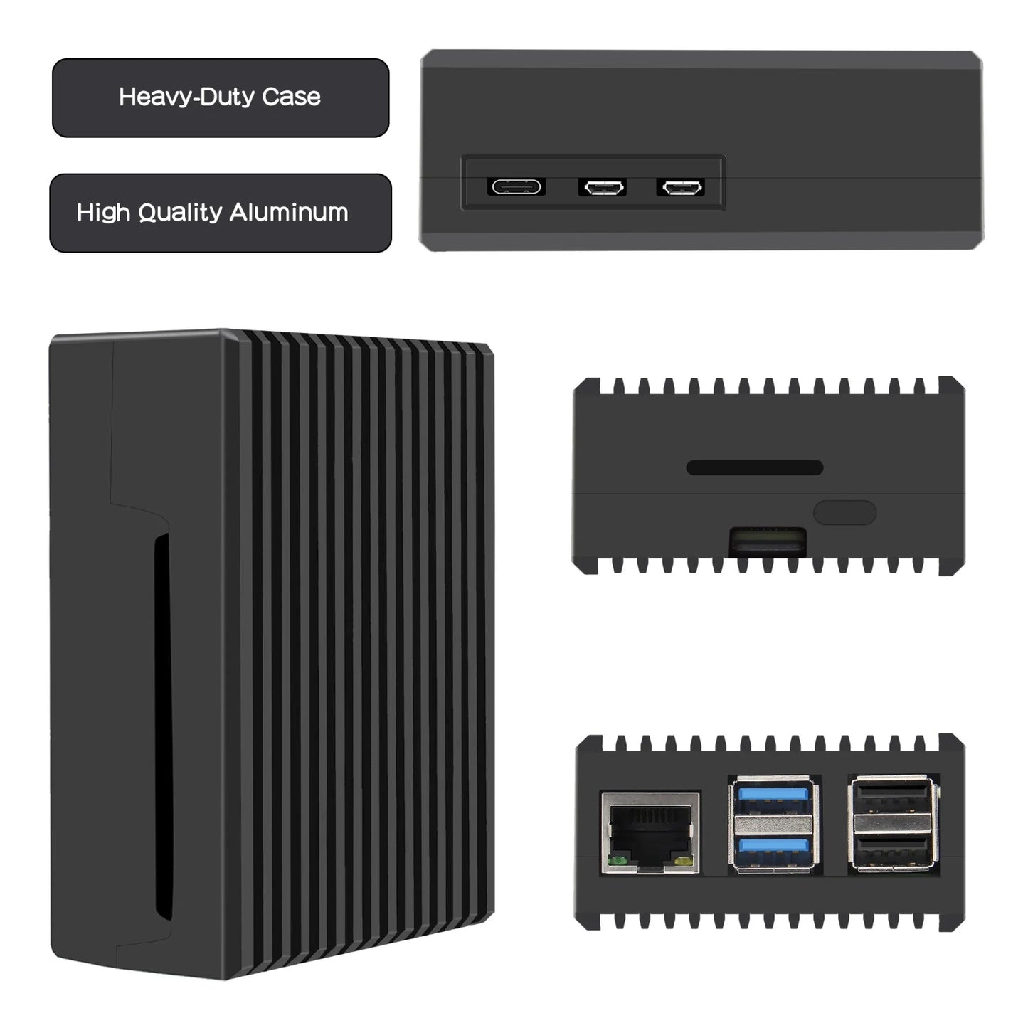Raspberry Pi 5 Case Raspberry Pi 5 Aluminum Case Heavy-duty Aluminum Passive Cooling Case Shell Enclosure for Pi 5 - RS5788 - REES52