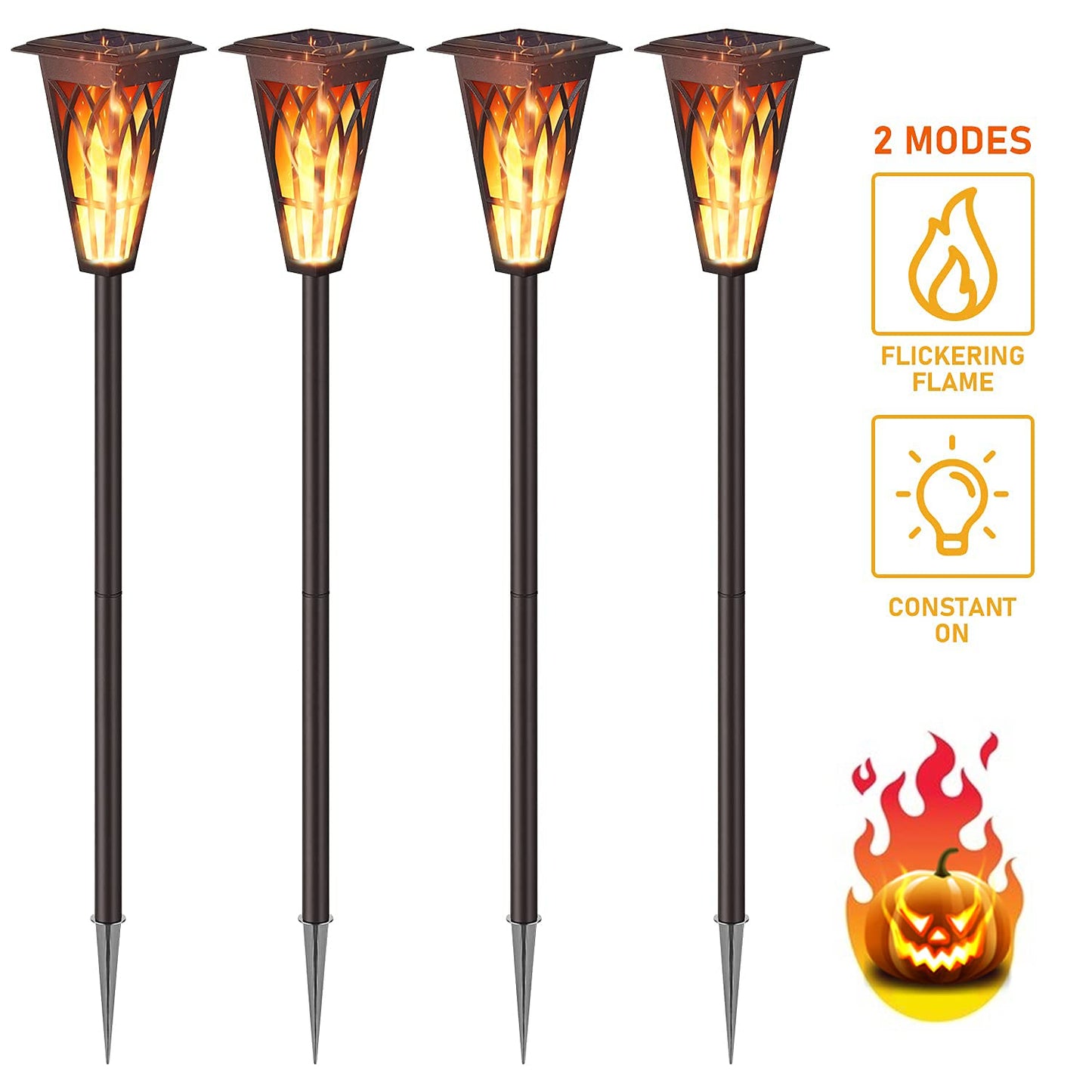Solar Torch with Flickering Flames Light Outdoor, With 2 Lighting Modes Dancing Flickering Flames, Waterproof IP65 Auto On/Off Flickering Solar Lights Outdoor, Solar Tiki Torches Decoration Lights For Path Yard Garden, Pack Of 1 - RS5854
