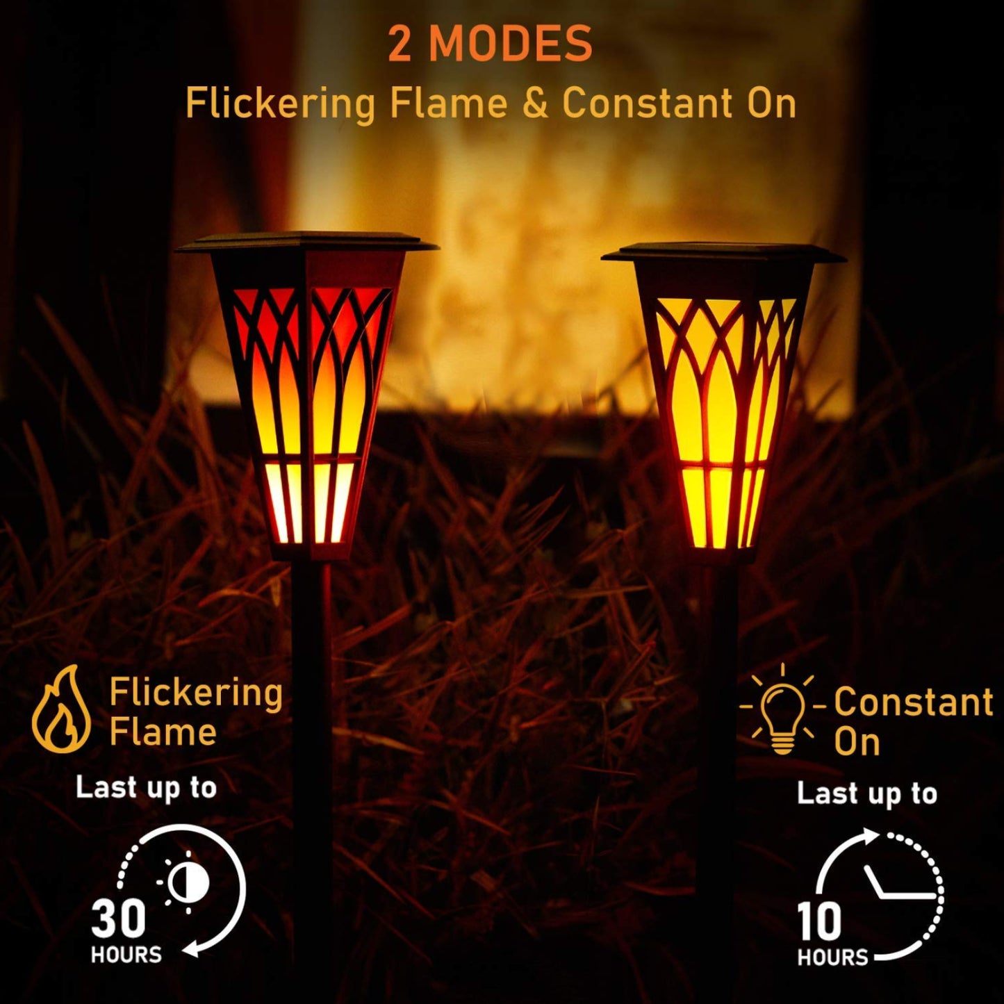 Solar Torch with Flickering Flames Light Outdoor, With 2 Lighting Modes Dancing Flickering Flames, Waterproof IP65 Auto On/Off Flickering Solar Lights Outdoor, Solar Tiki Torches Decoration Lights For Path Yard Garden, Pack Of 1 - RS5854