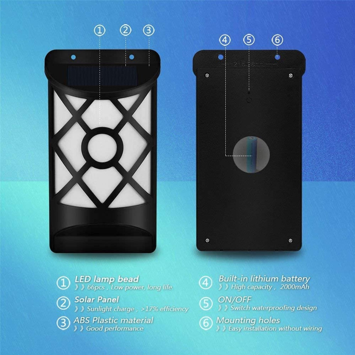 Flickering Flame Solar Wall Light Outdoor Solar Lights, Fire Effect 66 LED Auto On/Off Solar Powered Wall Mounted Torch Light for Fence, Patio, Deck, Landscape Decoration Pack Of 1 - RS5855