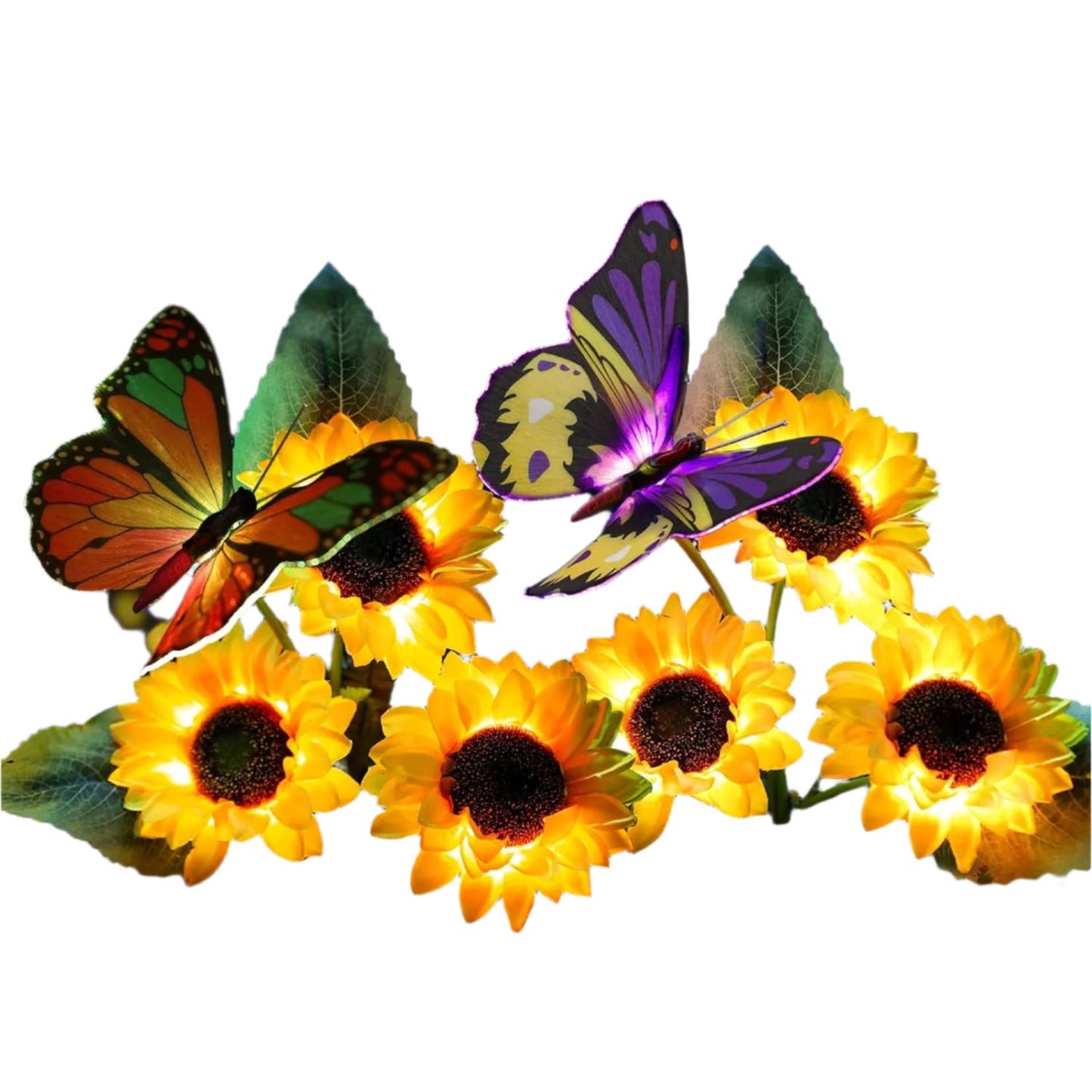 Sunflower & Butterfly Solar Lights Solar-Powered Sunflower Stake Lights With Butterfly Garden Decoration Solar Lights Yard Solar Light Waterproof Solar LED Light Pack of 1 - RS5864